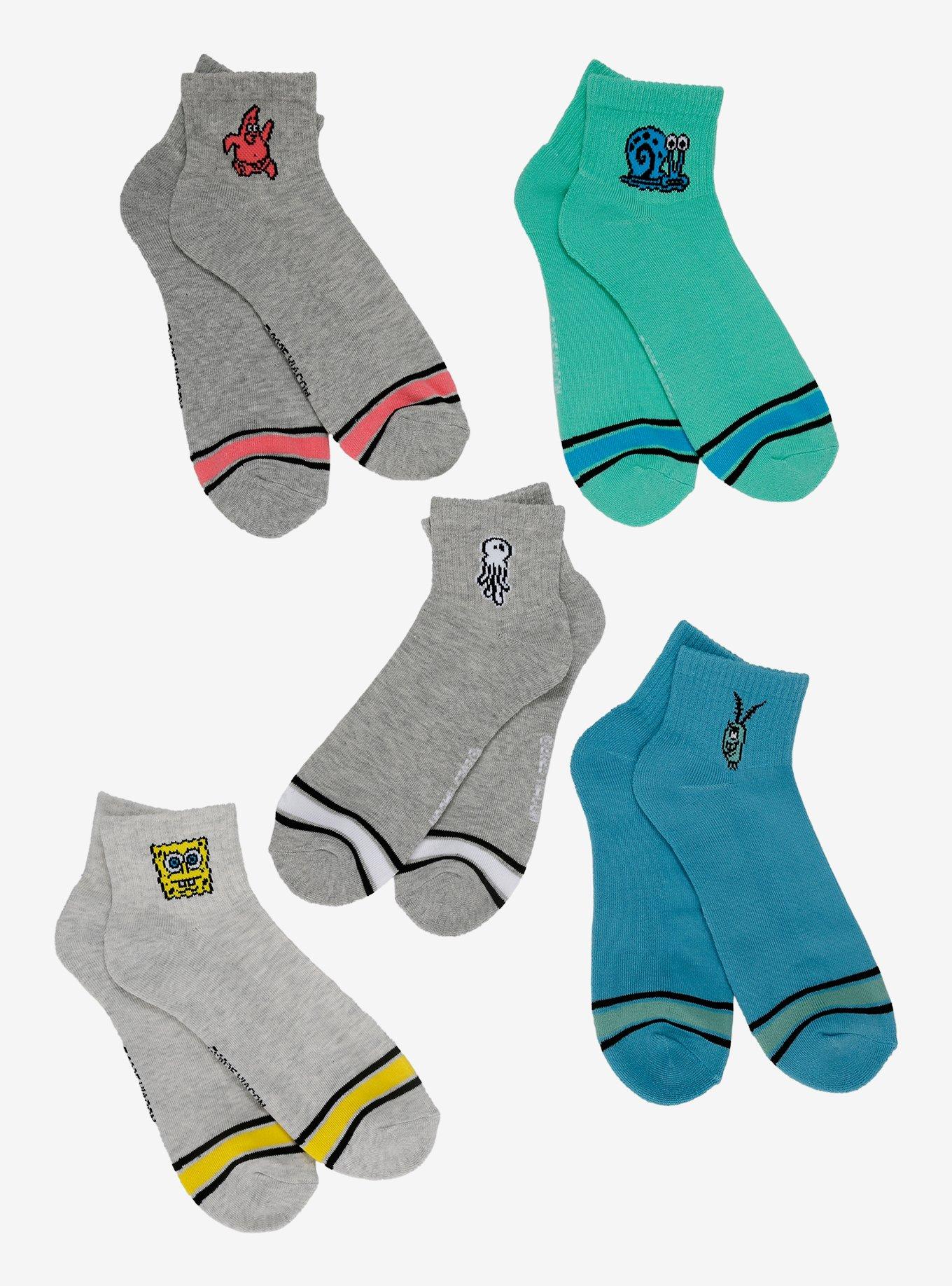 SpongeBob SquarePants Stripe Icons Ankle Socks 5 Pair, , hi-res