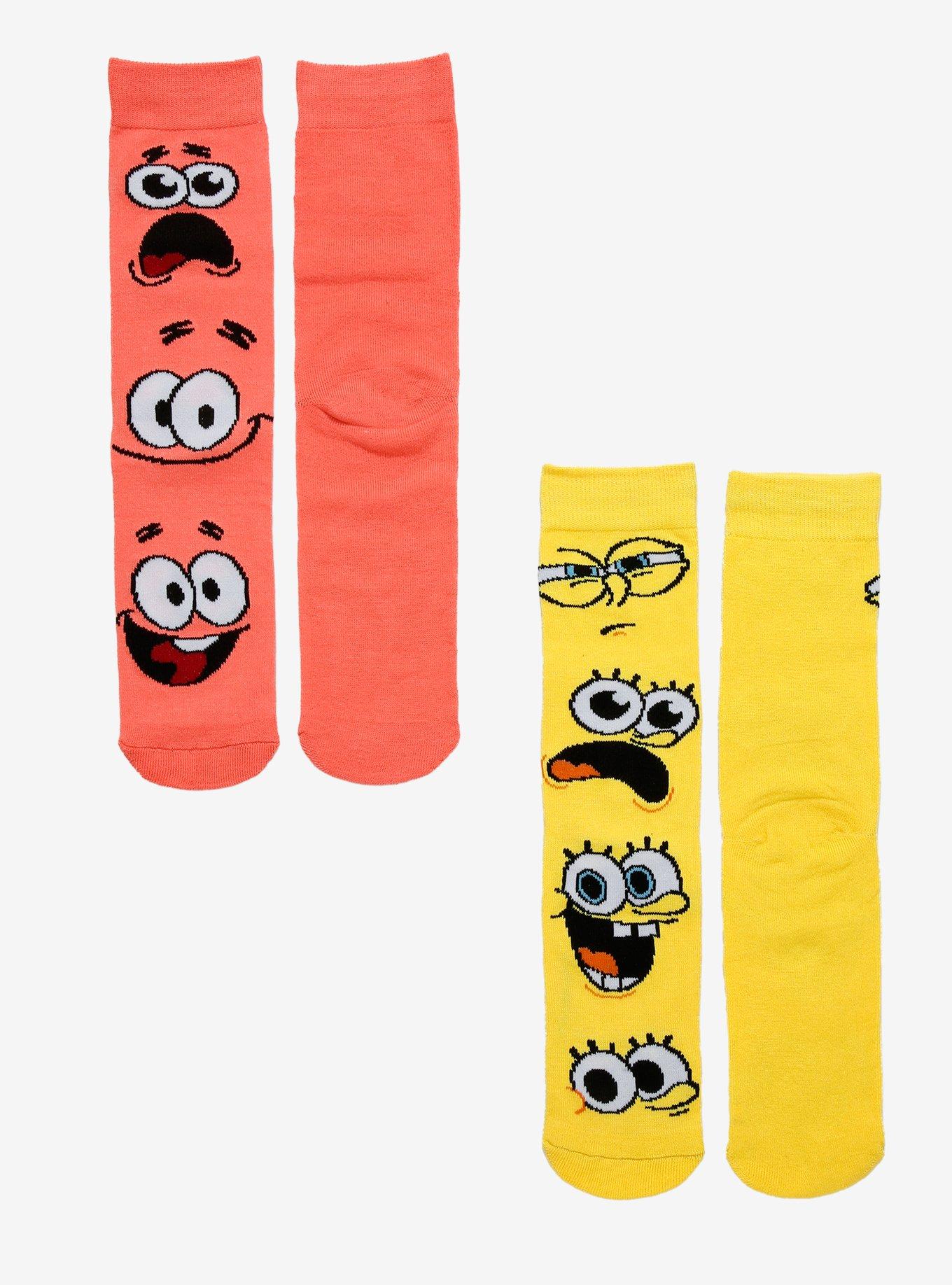 SpongeBob SquarePants Duo Jumbo Faces Crew Socks 2 Pair, , hi-res