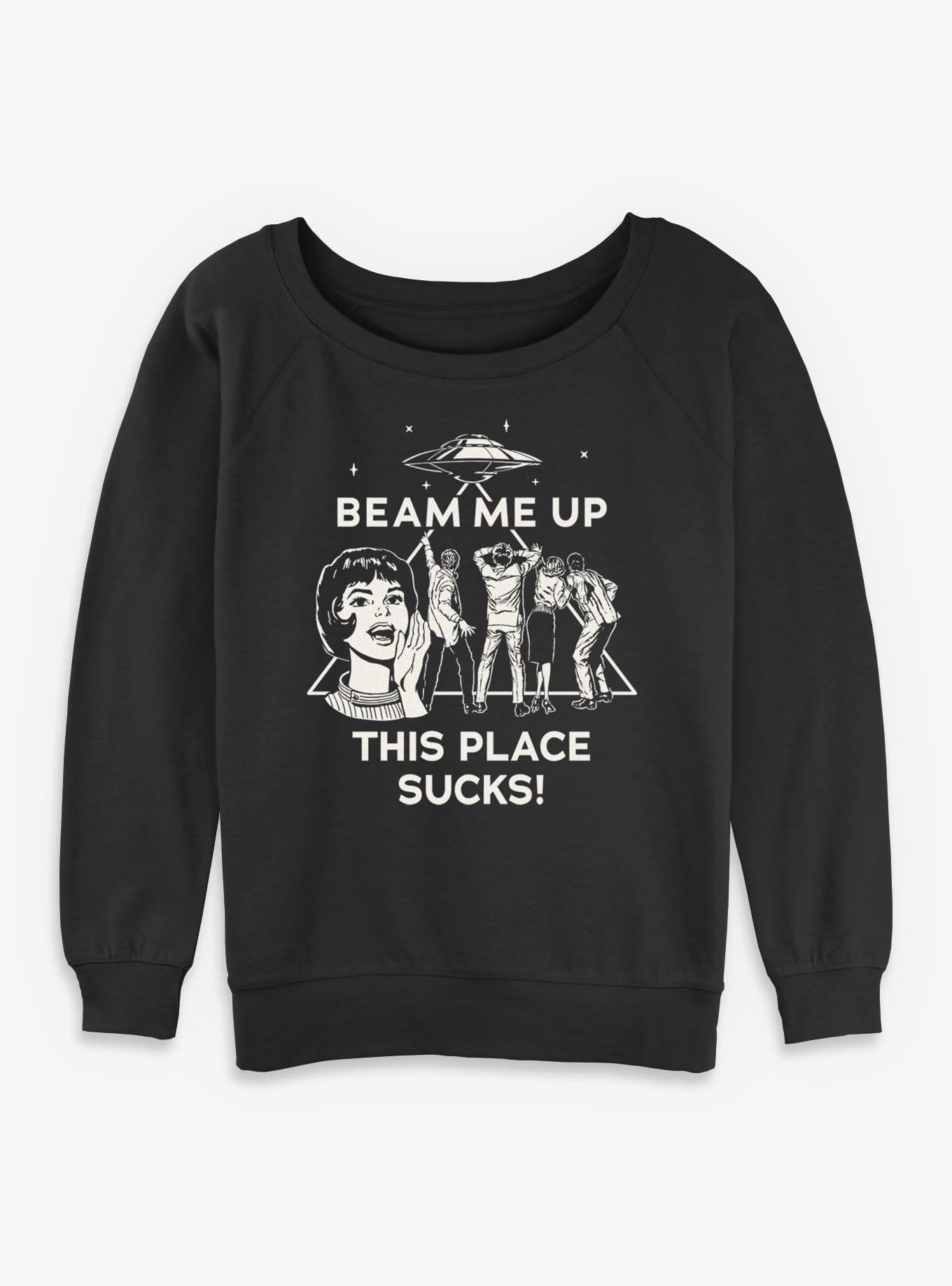 Stranger Things Beam Me Up Womens Slouchy Sweatshirt