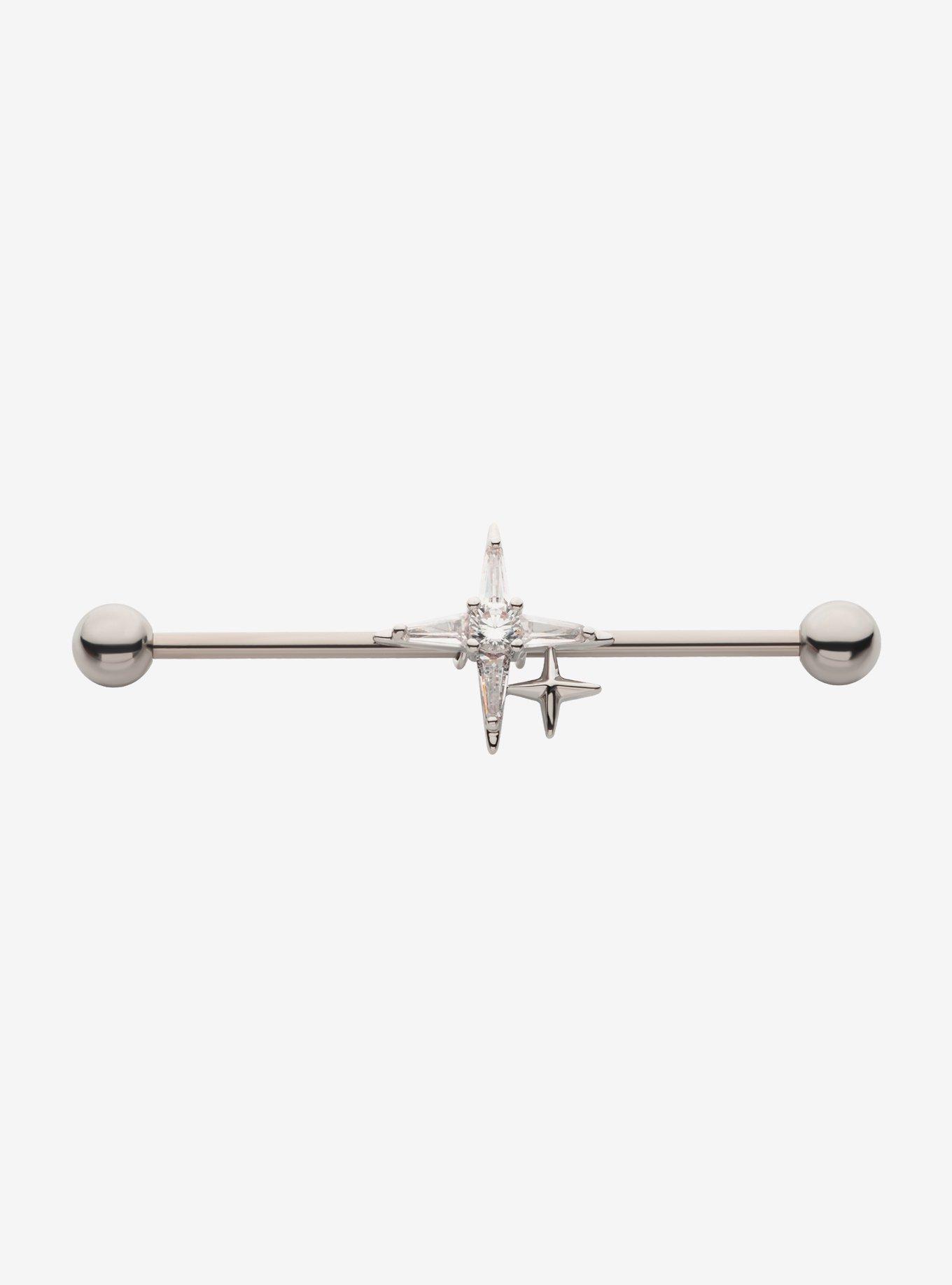 Steel Silver Starburst Industrial Barbell, , hi-res