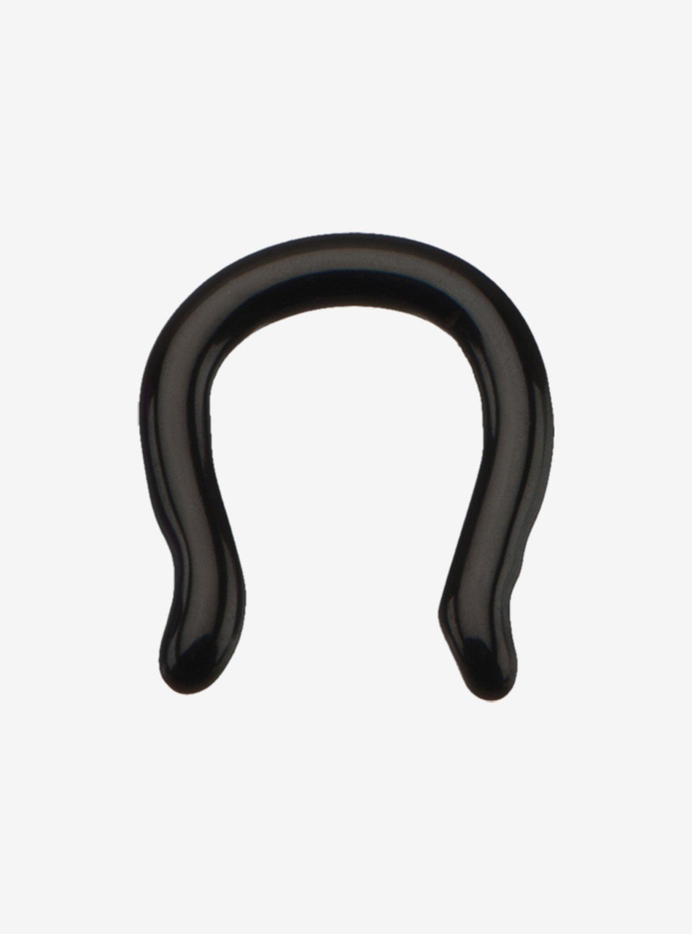 16G Steel Black Horseshoe Septum Circular Barbell, , hi-res