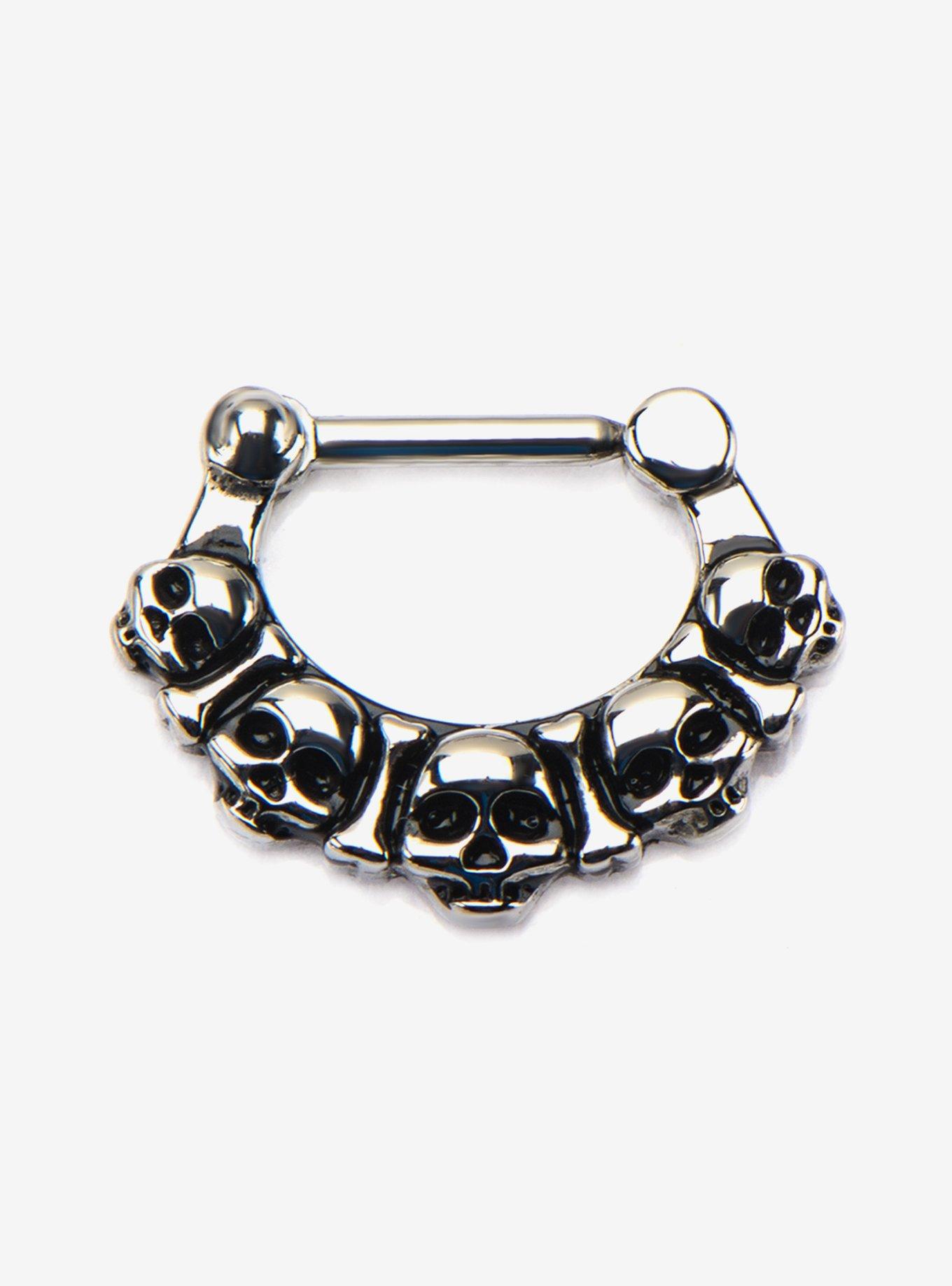 Steel Silver Skulls Hinged Clicker, , hi-res