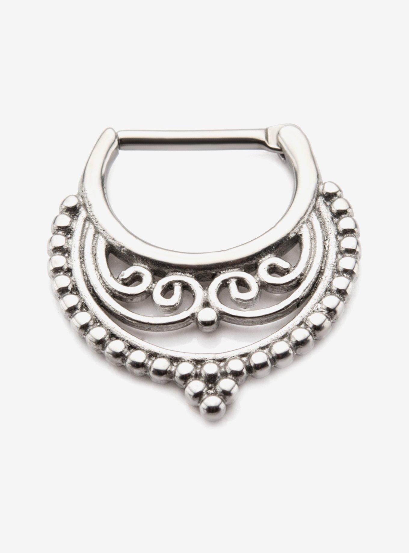 Steel Silver Ornate Filigree Hinged Clicker, , hi-res