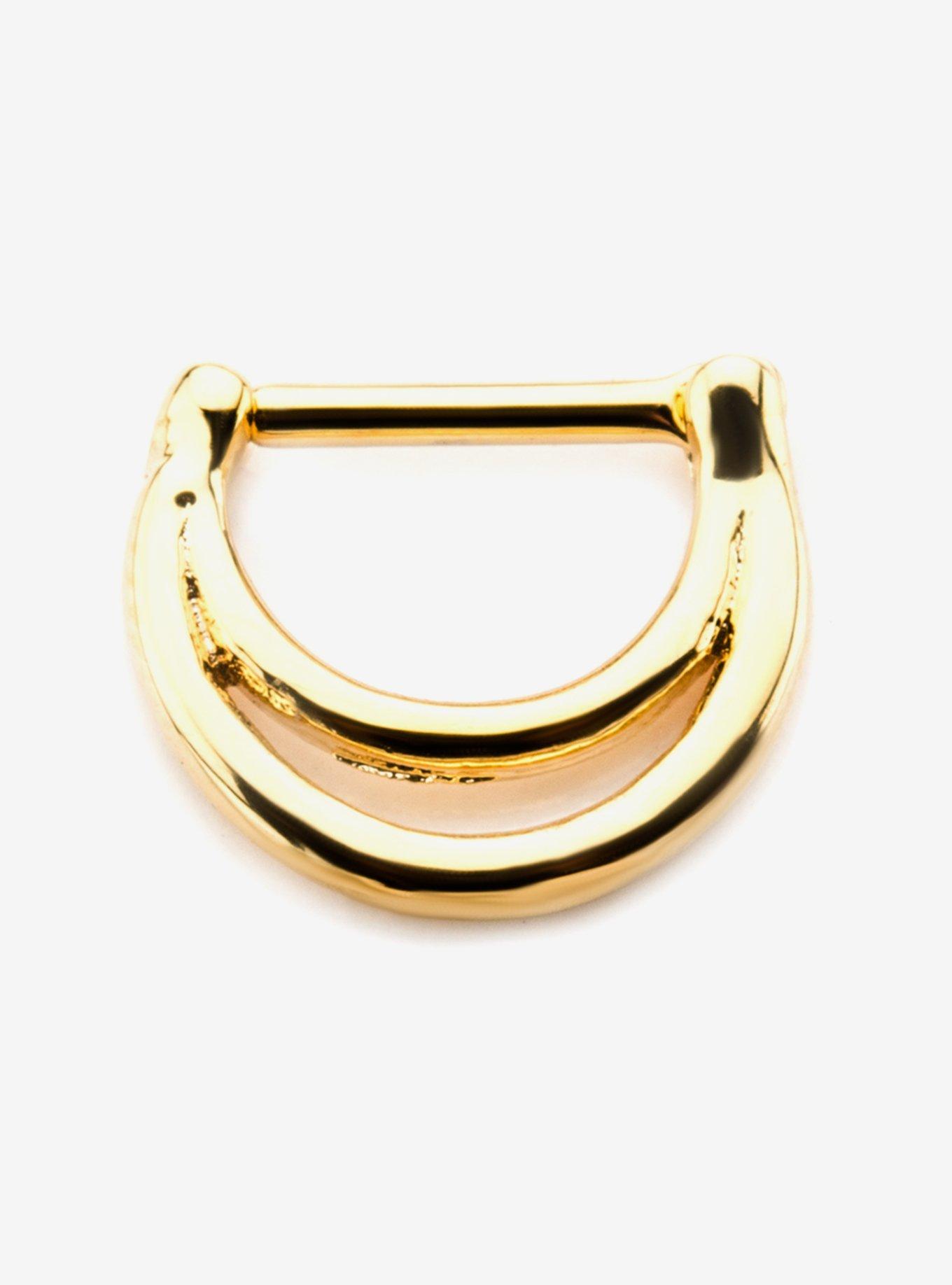 Steel Gold Double Curve Hinged Clicker, , hi-res