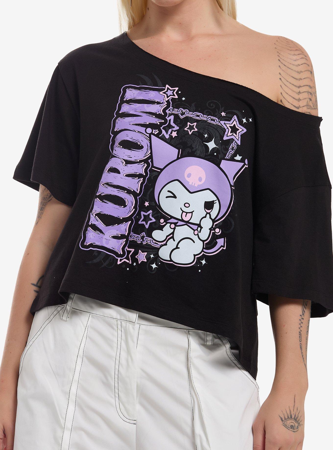 Kuromi Chains & Stars Girls Off-Shoulder T-Shirt, , hi-res