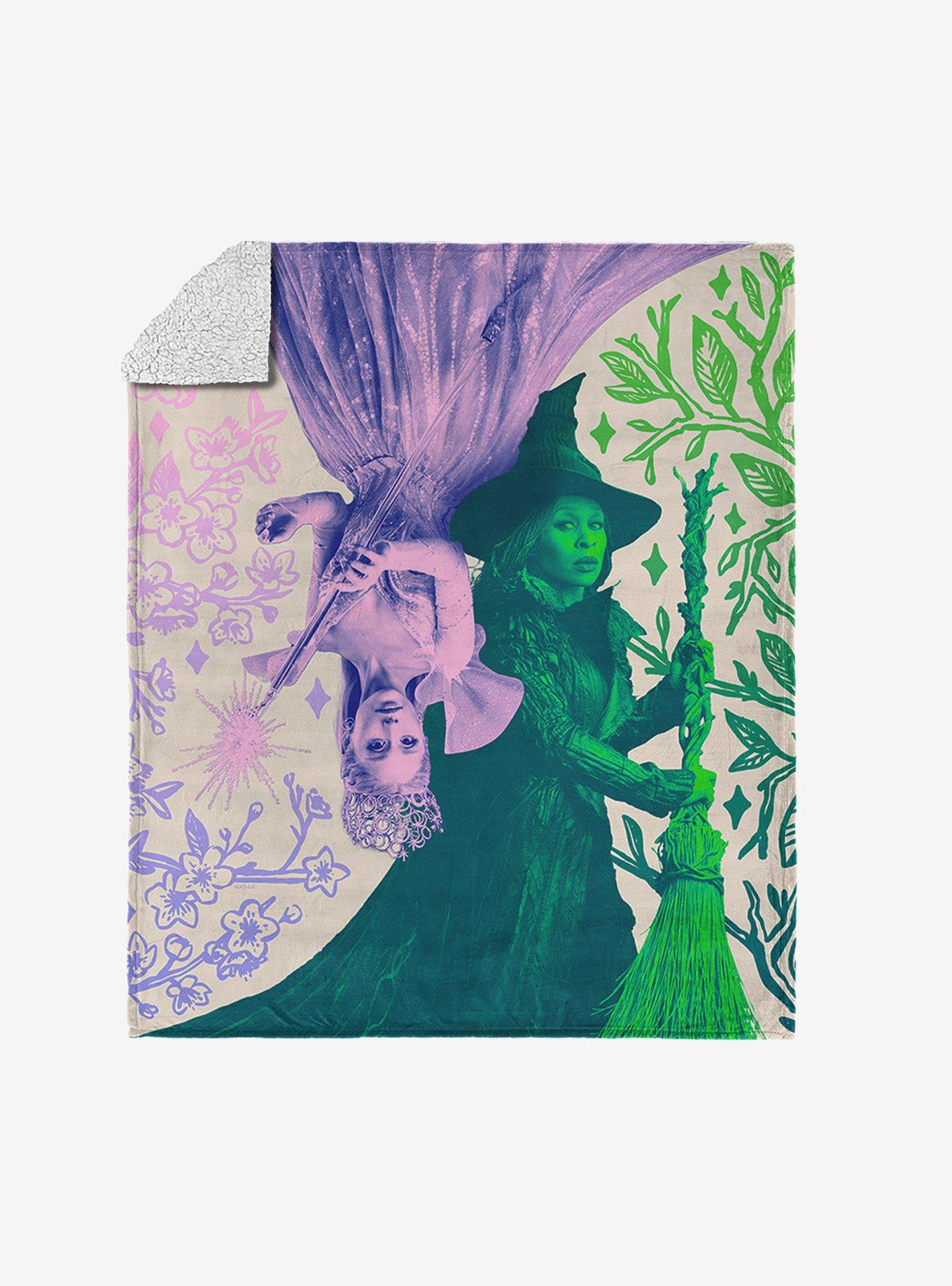 Wicked: For Good Pink and Green Silk Touch Sherpa Throw Blanket, , hi-res