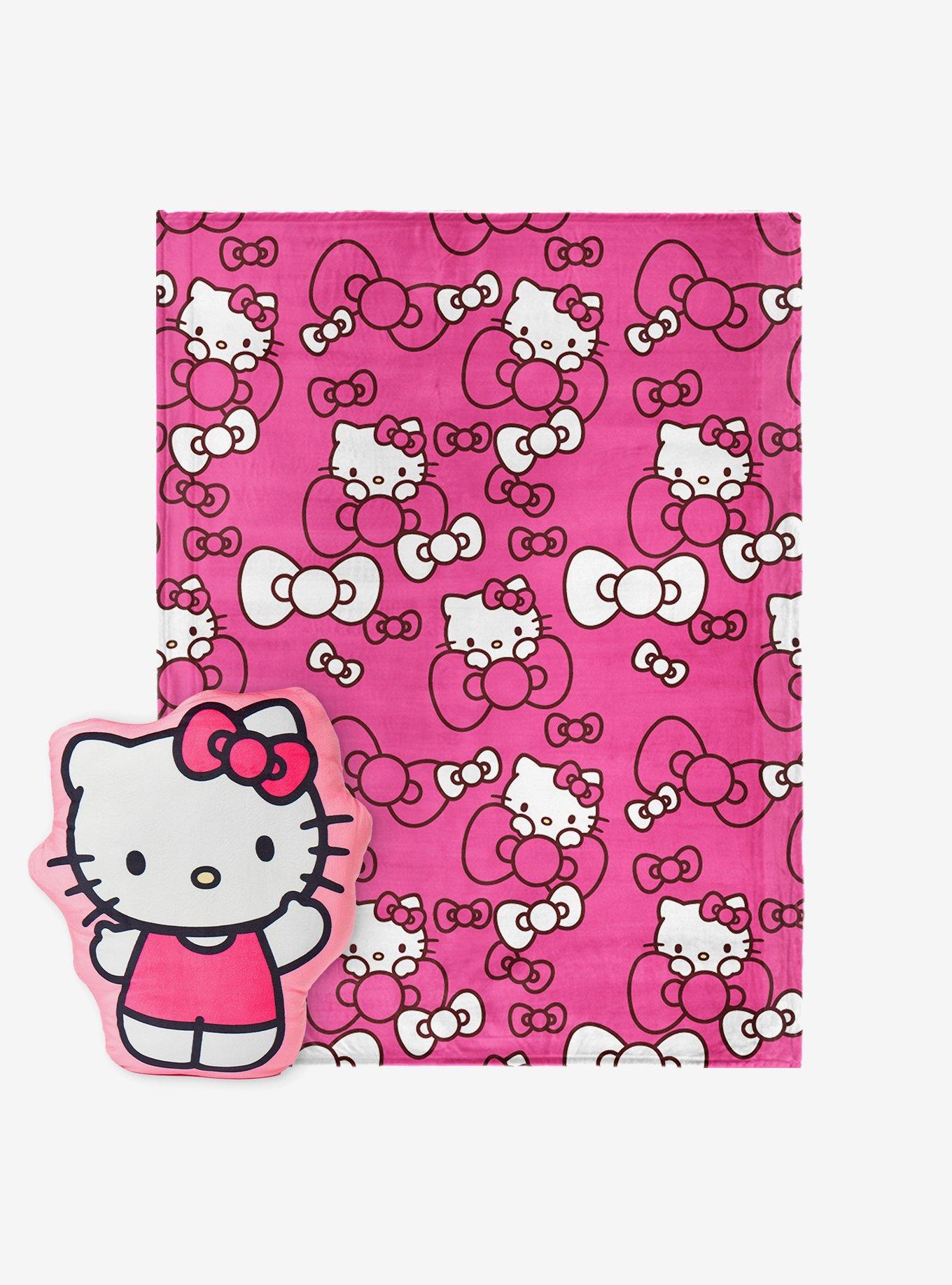 Hello Kitty Pink Bow Pretty Silk Touch Throw Blanket and Cloud Pal Set, , hi-res