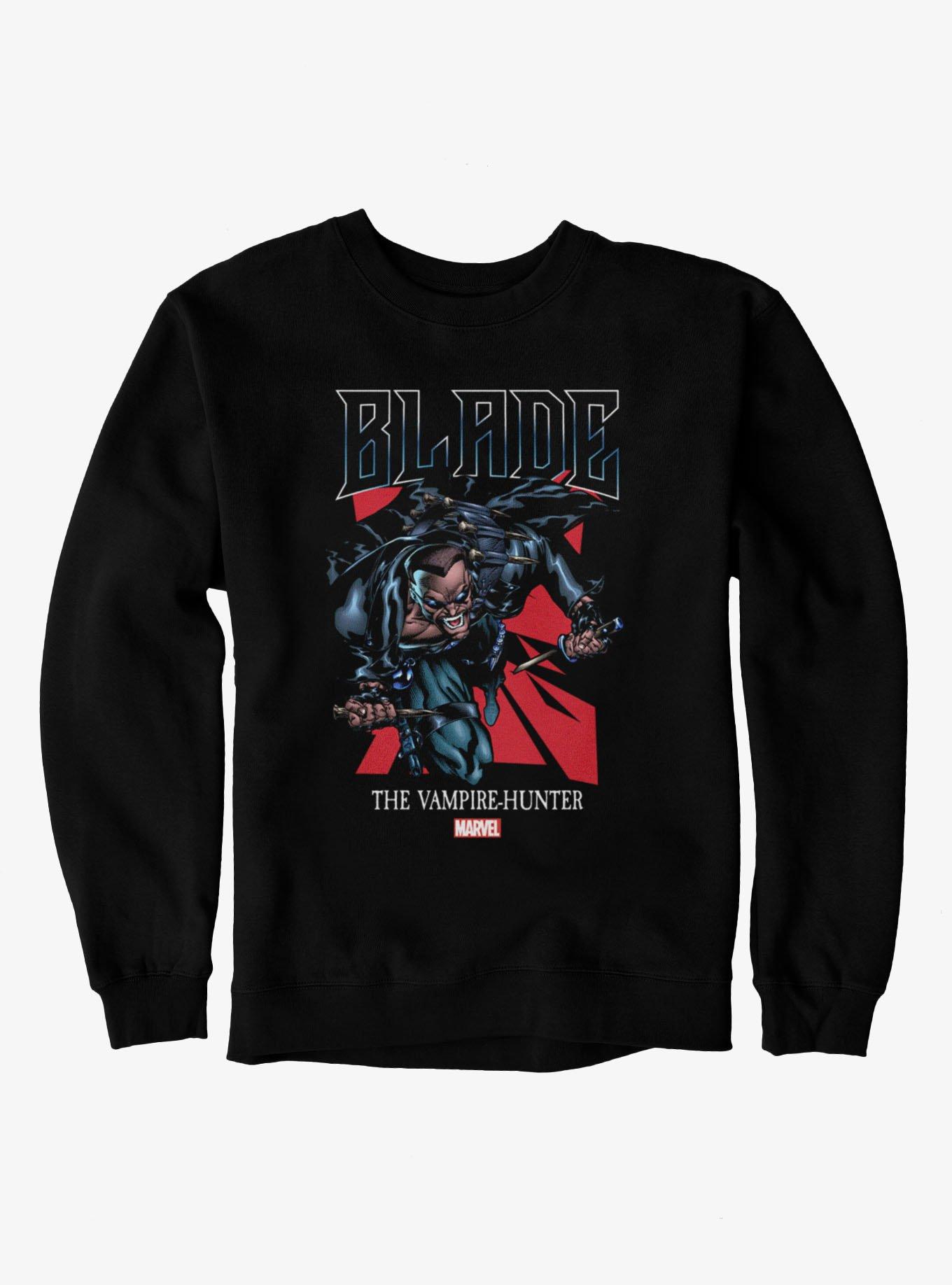 Marvel Comics Retro Blade Vampire Hunter Attack Sweatshirt BoxLunch Exclusive, , hi-res