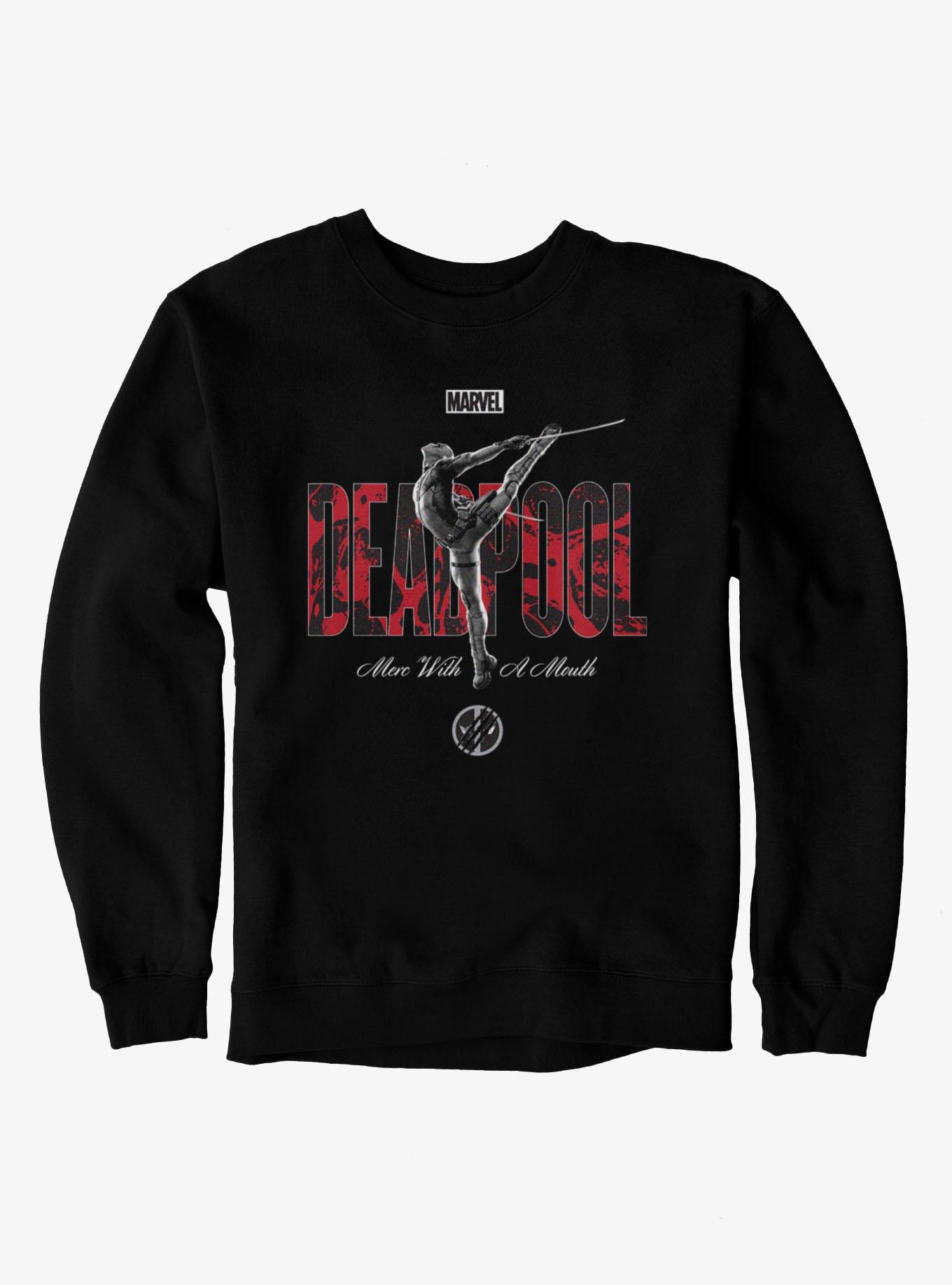 Marvel Deadpool Merc With A Mouth Pose Sweatshirt BoxLunch Exclusive, , hi-res