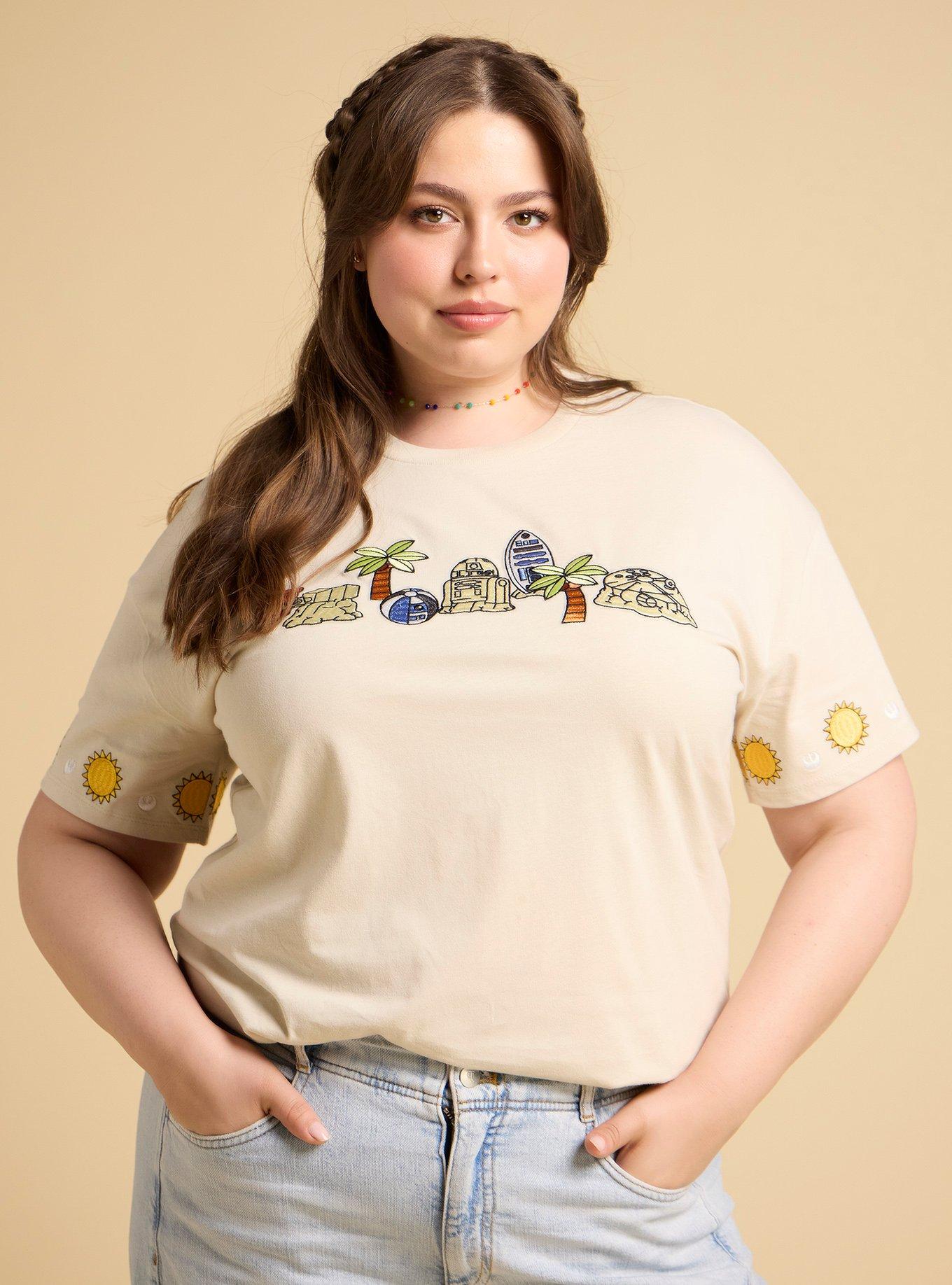 Her Universe Star Wars Embroidered Beach Characters Plus Size T-Shirt Her Universe Exclusive, , hi-res