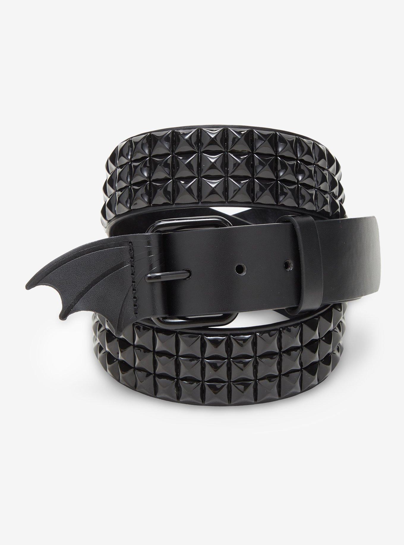 Black Bat Wing Pyramid Stud Belt, , hi-res
