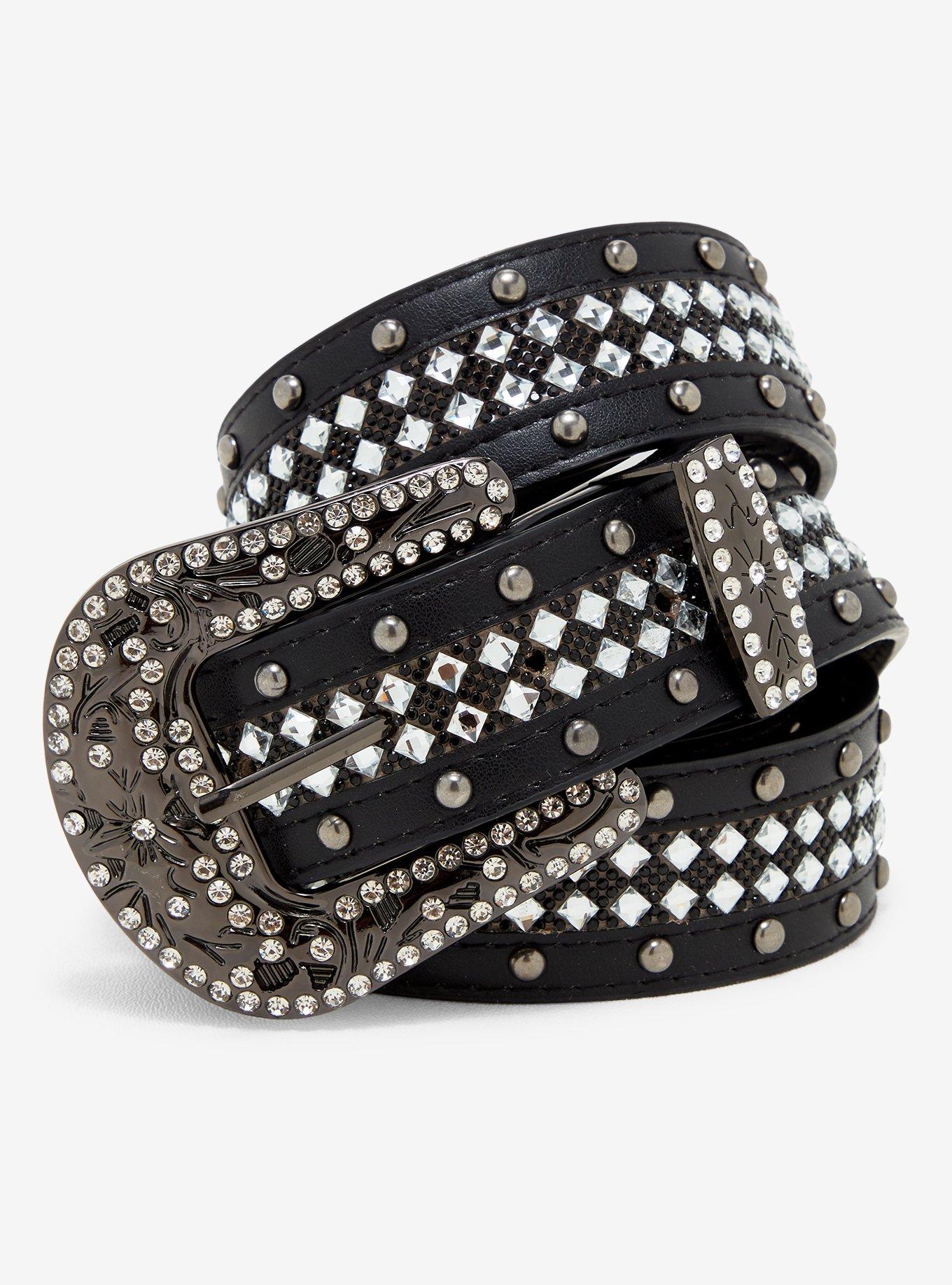 Black Round Stud Belt, , hi-res