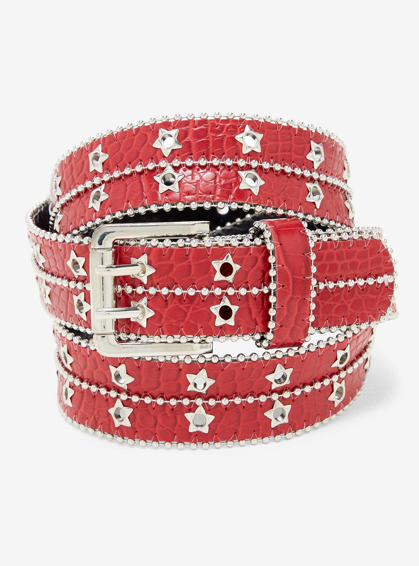 Red Star Grommet Crocodile Belt, , hi-res