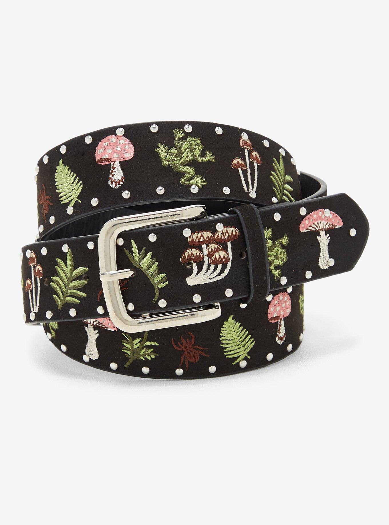 Embroided Frog & Mushroom Belt, , hi-res