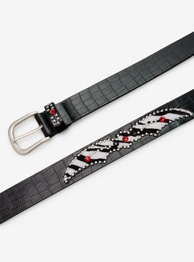 Black & Red Crocodile & Zebra Belt | Hot Topic