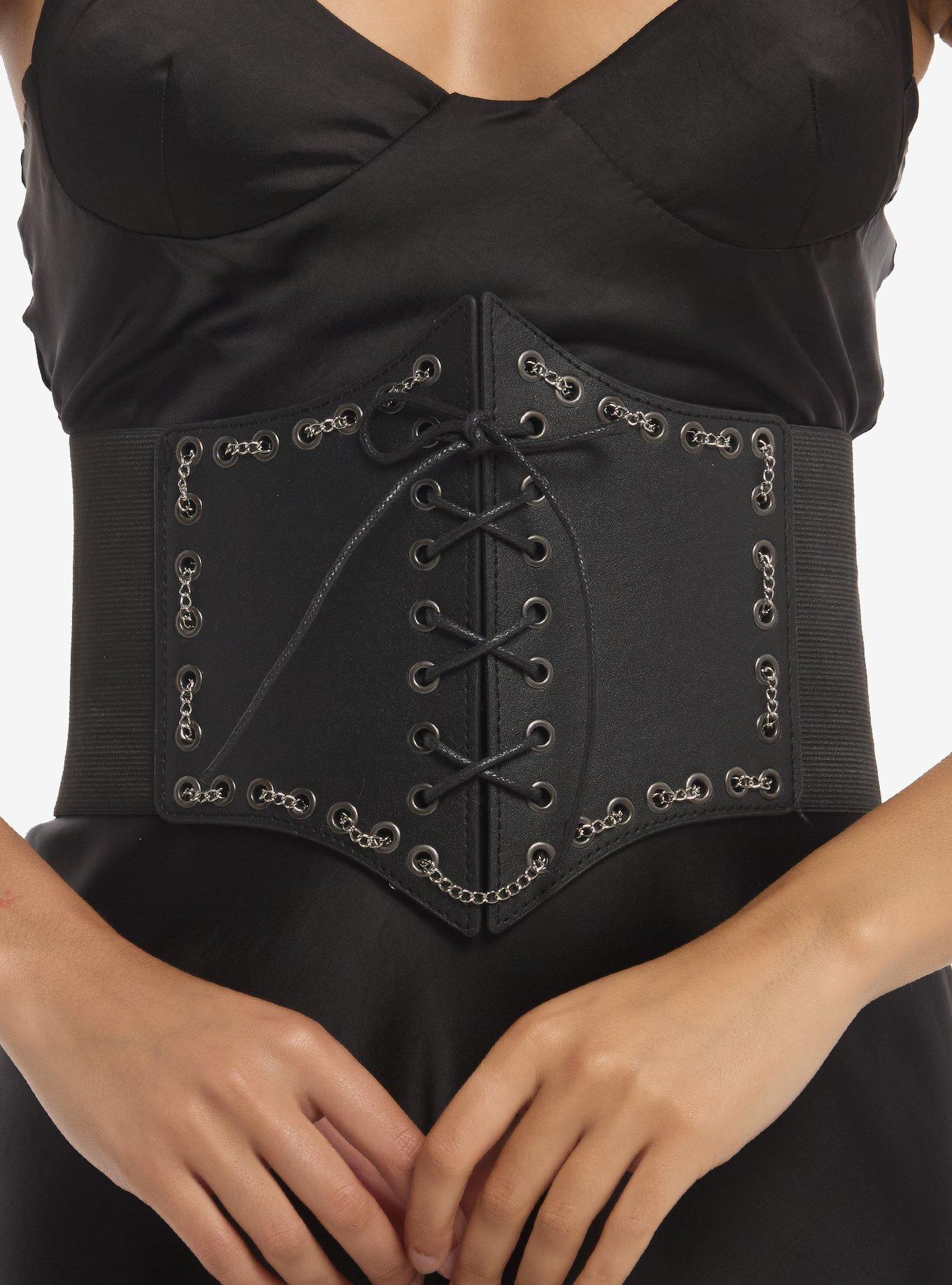 Chain Grommet Lace-Up Corset Belt, , hi-res