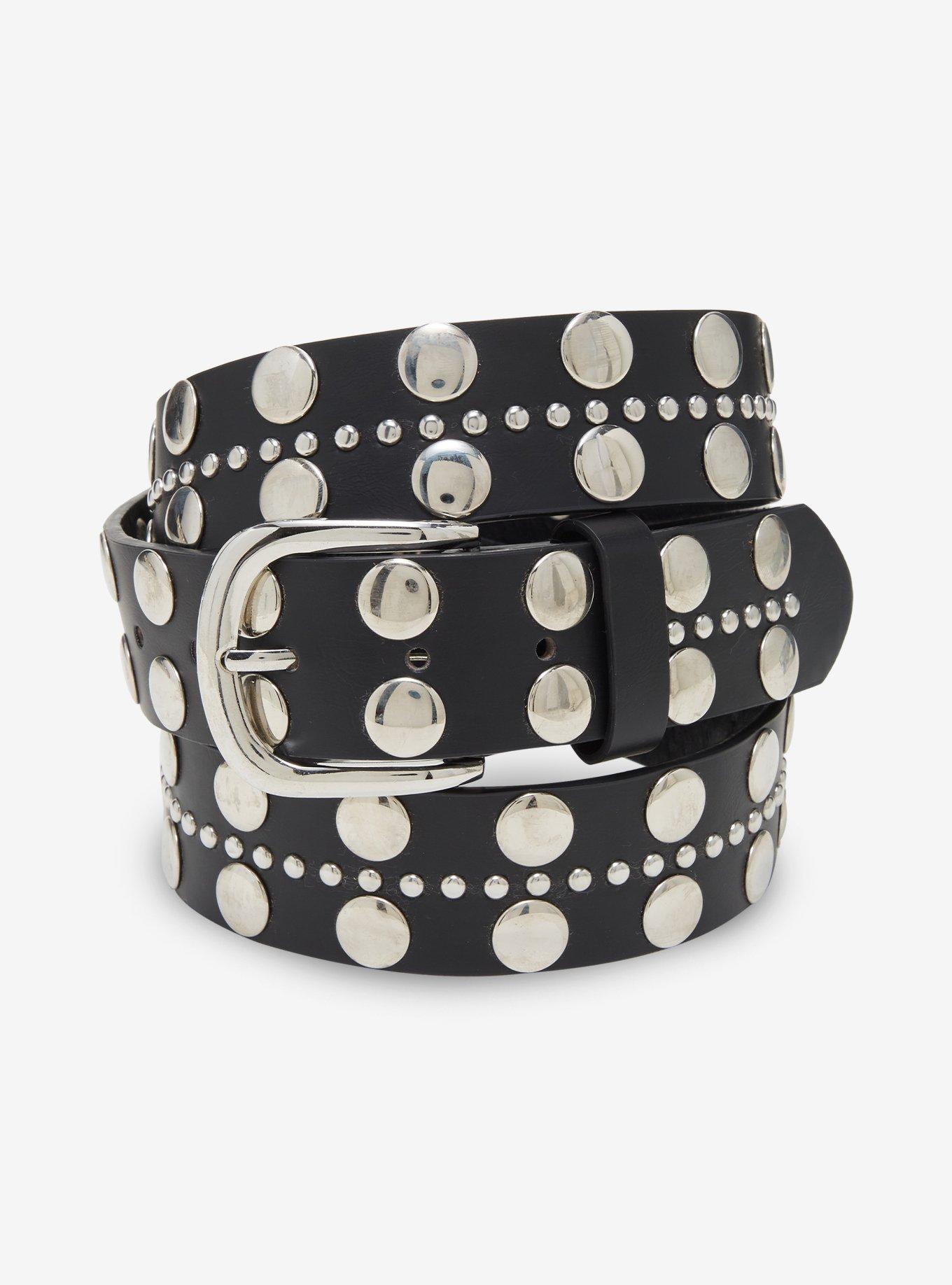 Black Round Stud Belt, , hi-res