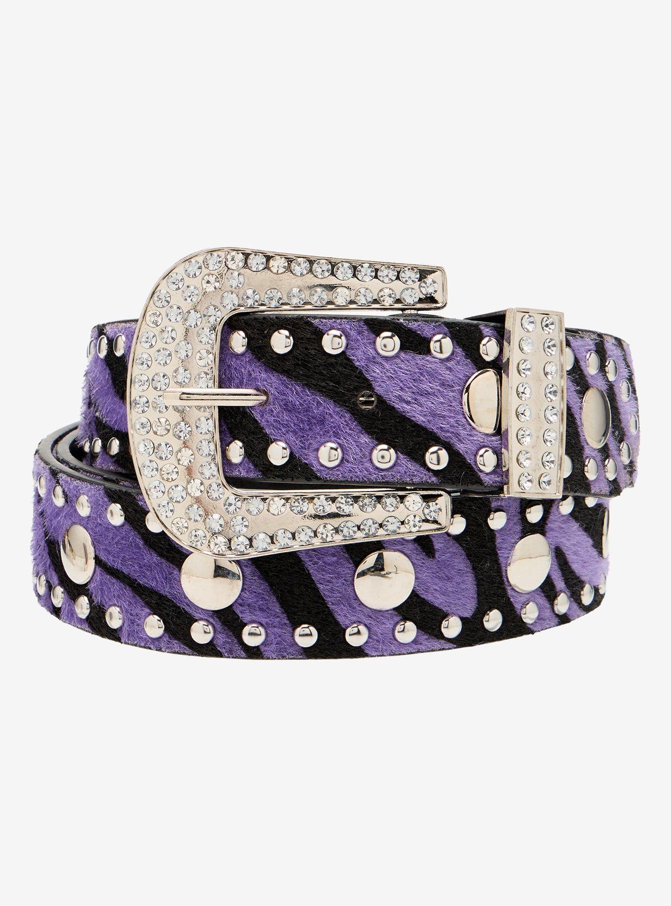 Purple Zebra Stud Belt, , hi-res