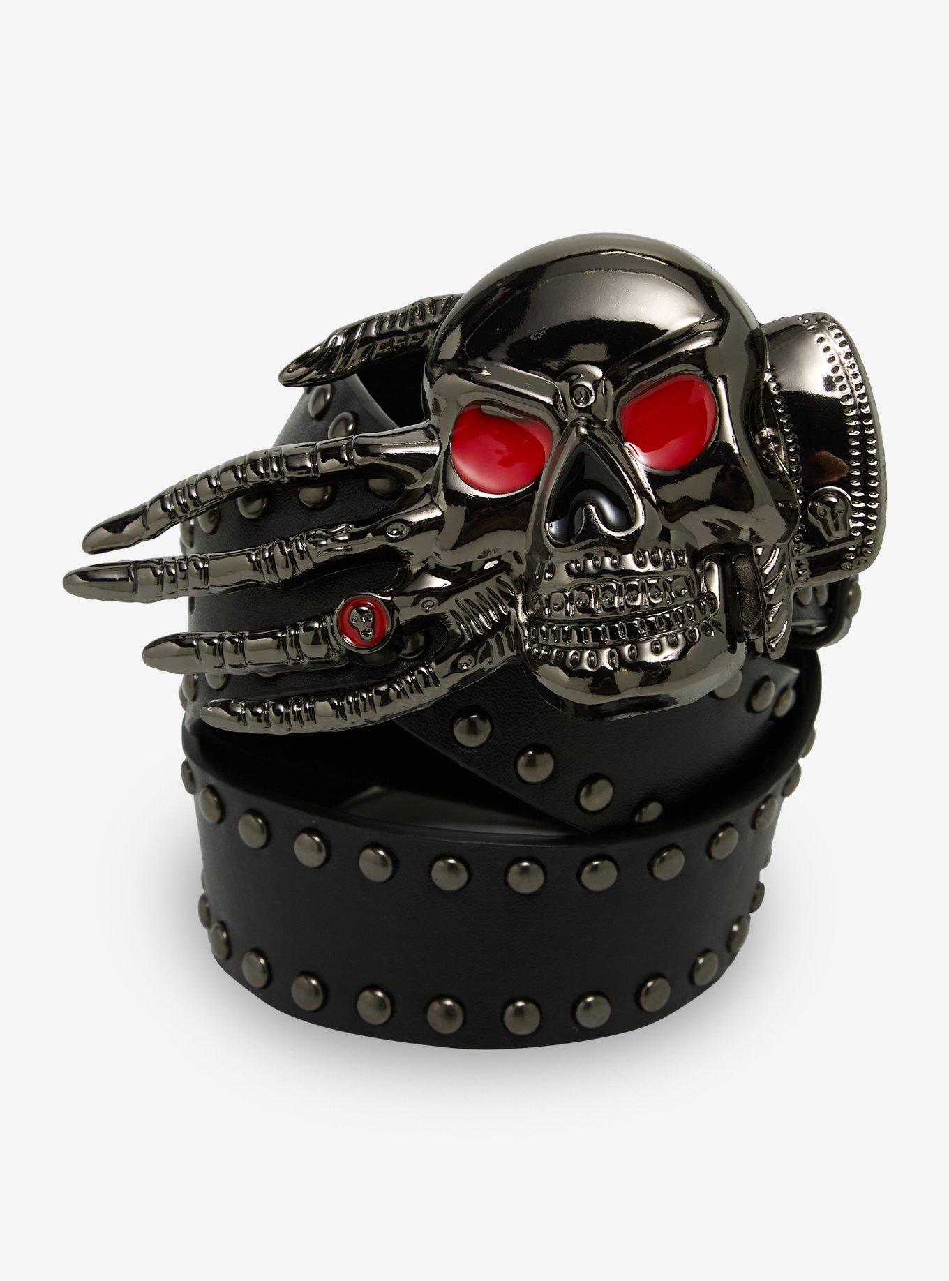 Skull Buckle Stud Belt, , hi-res