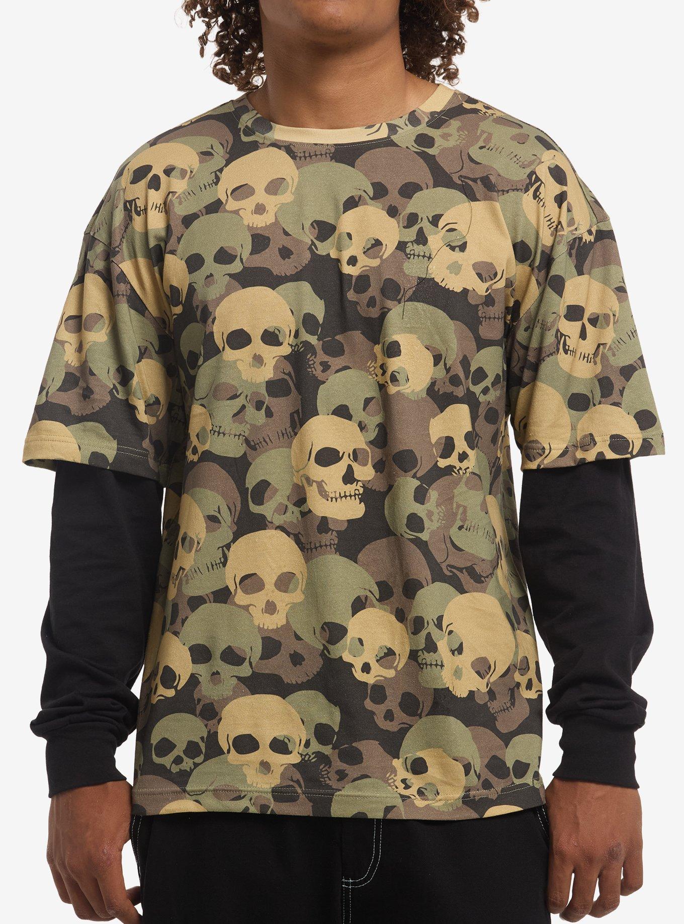 Camouflage Skulls Twofer Long-Sleeve T-Shirt, , hi-res