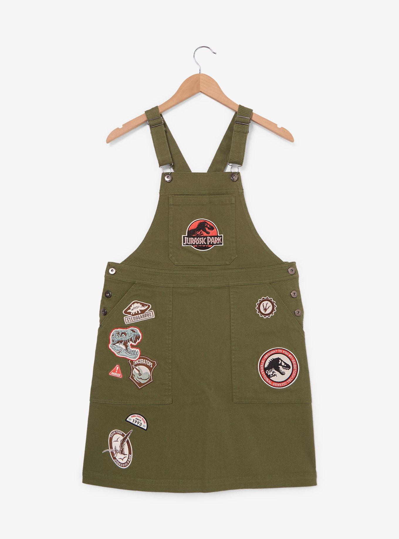 Jurassic Park Embroidered Patches Women's Overall Dress - BoxLunch Exclusive, , hi-res
