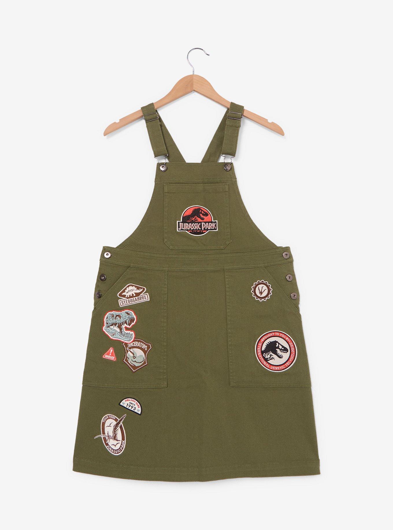 Jurassic Park Embroidered Patches Women's Plus Size Overall Dress - BoxLunch Exclusive, , hi-res