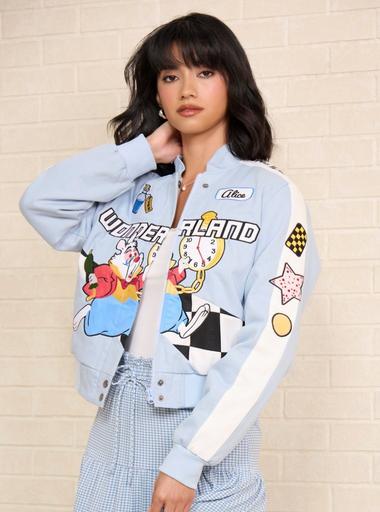 Disney Alice in Wonderland Icons Women's Cropped Moto Jacket