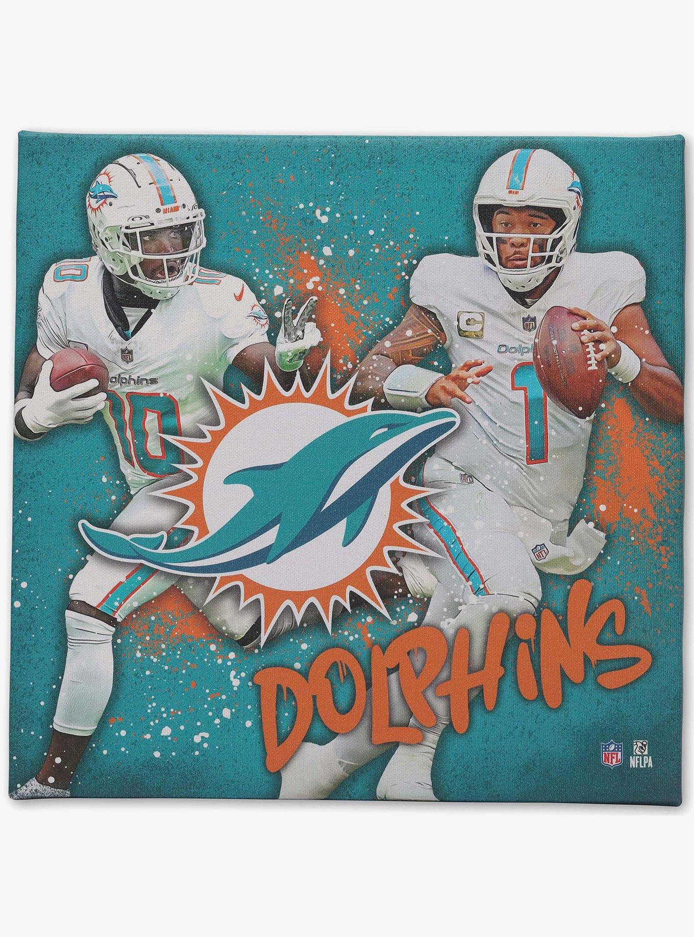 NFL Miami Dolphins Tyreek Hill & Tua Tagovailoa Painterly Splash Canvas Wall Decor, , hi-res
