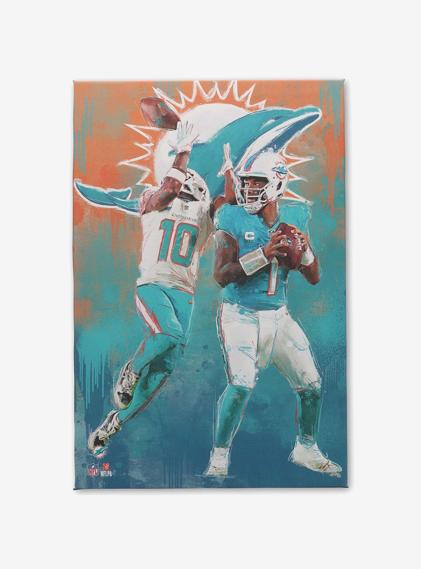 NFL Miami Dolphins Tyreek Hill & Tua Tagovailoa Painterly Graffiti Canvas Wall Decor
