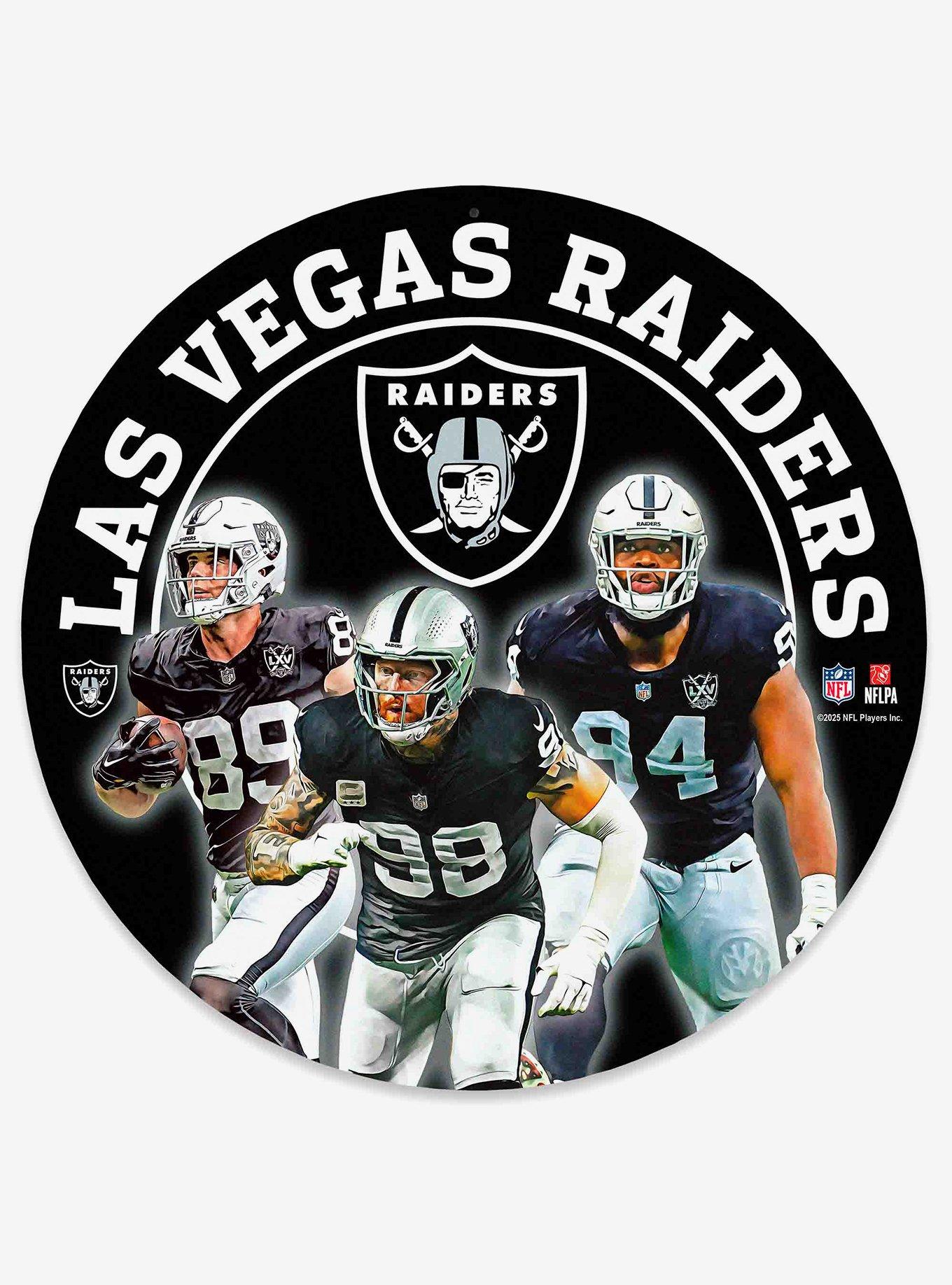 NFL Las Vegas Raiders Round Weather Resistant Metal Wall Decor, , hi-res