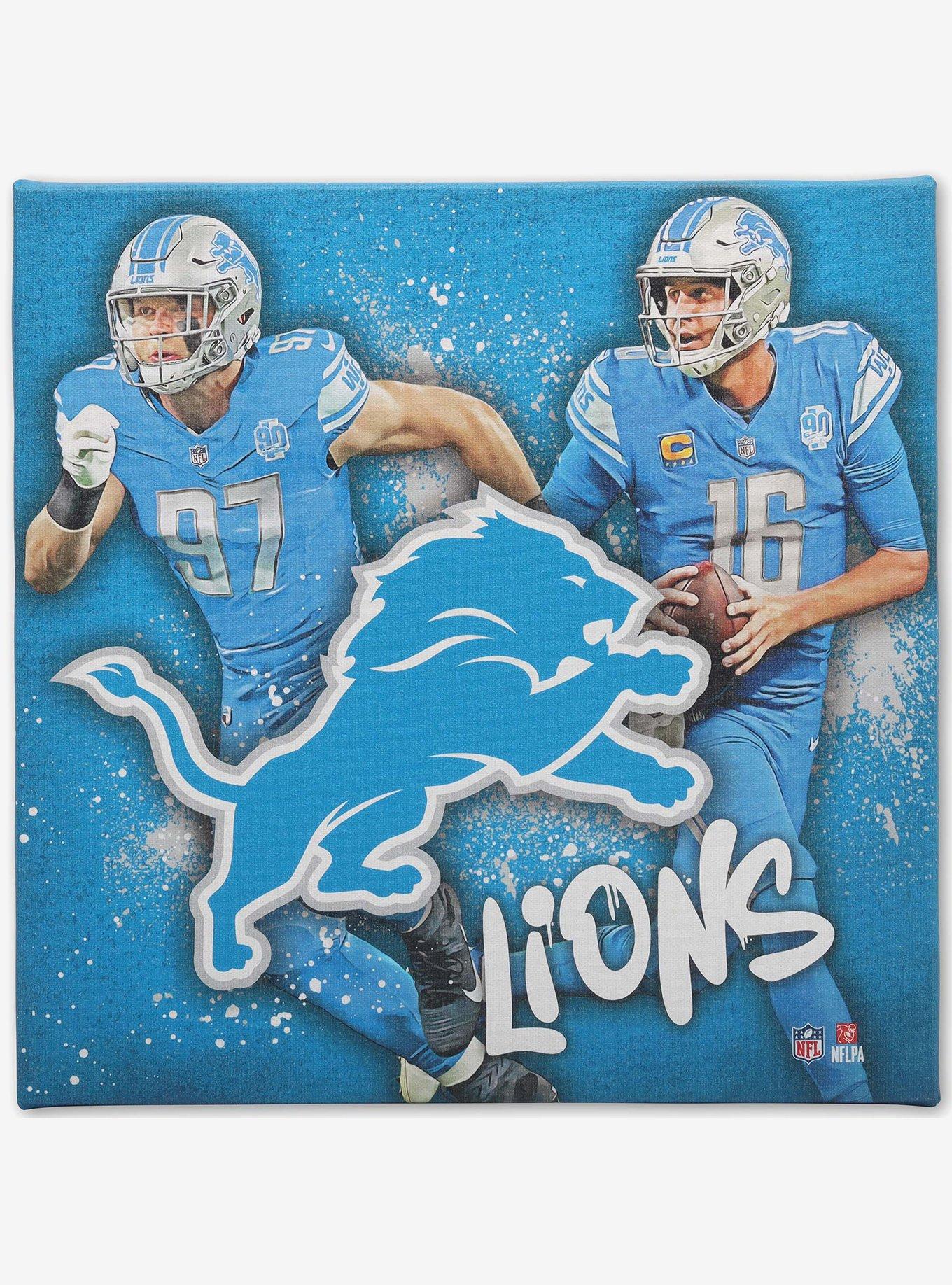 NFL Detroit Lions Aidan Hutchinson & Jared Goff Painterly Splash Canvas Wall Decor