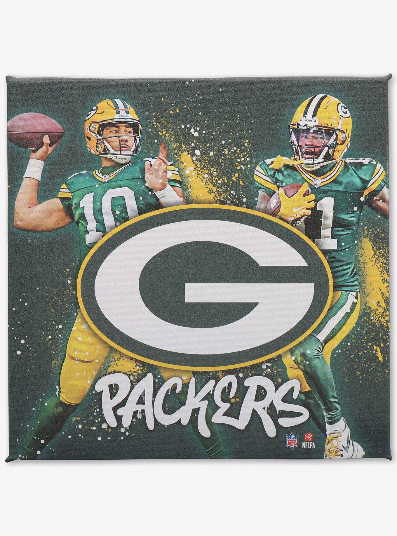 NFL Green Bay Packers Jordan Love & Emanuel Wilson Painterly Splash Canvas Wall Decor