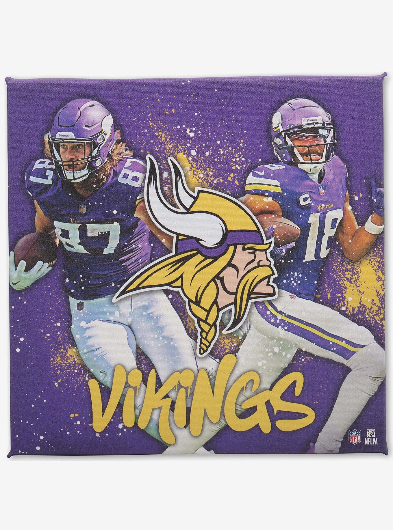 NFL Minnesota Vikings T.J. Hockenson & Justin Jefferson Painterly Splash Canvas Wall Decor, , hi-res