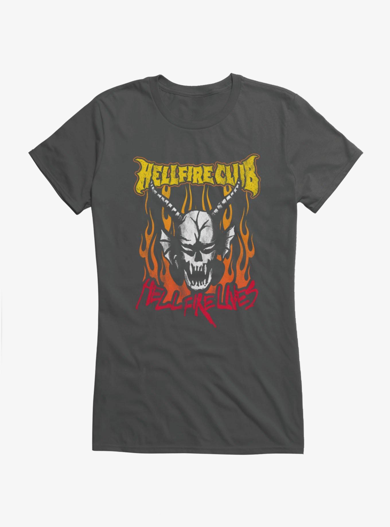 Stranger Things Hellfire Club Lives Flames Girls T-Shirt, , hi-res