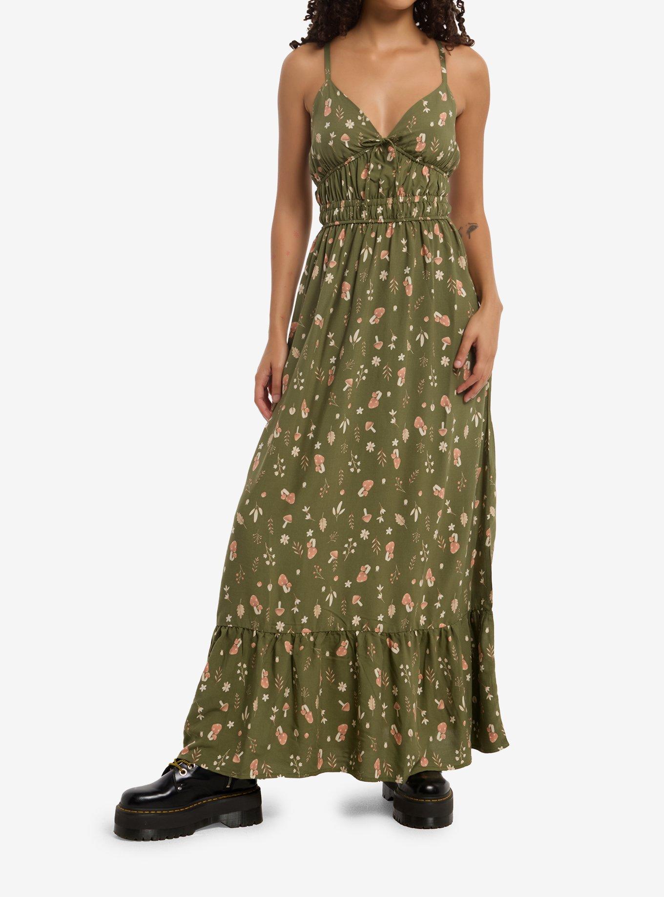 Thorn & Fable Mushroom Foliage Maxi Dress, , hi-res