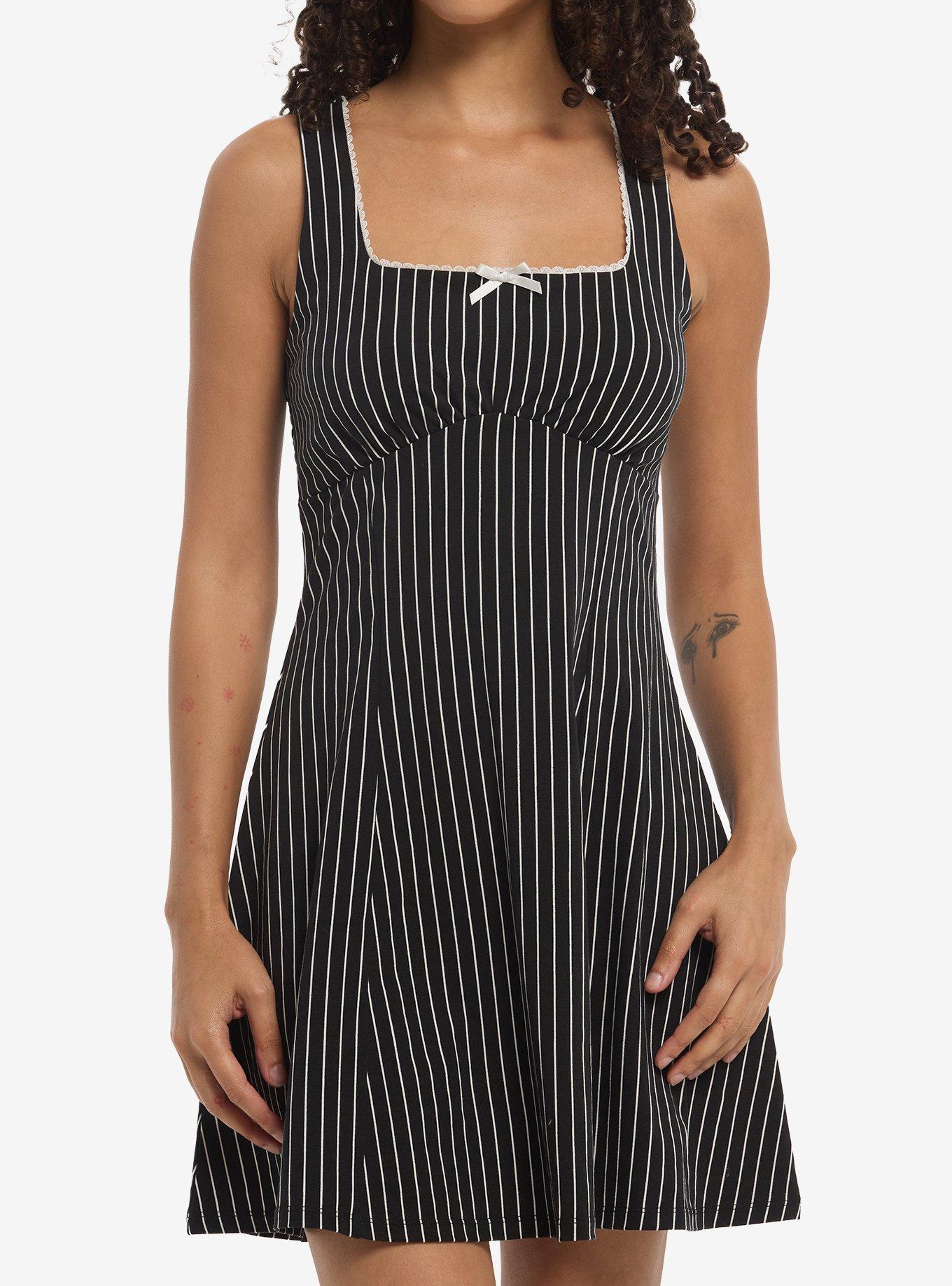 Social Collision Black & White Pinstripe Tank Dress, , hi-res