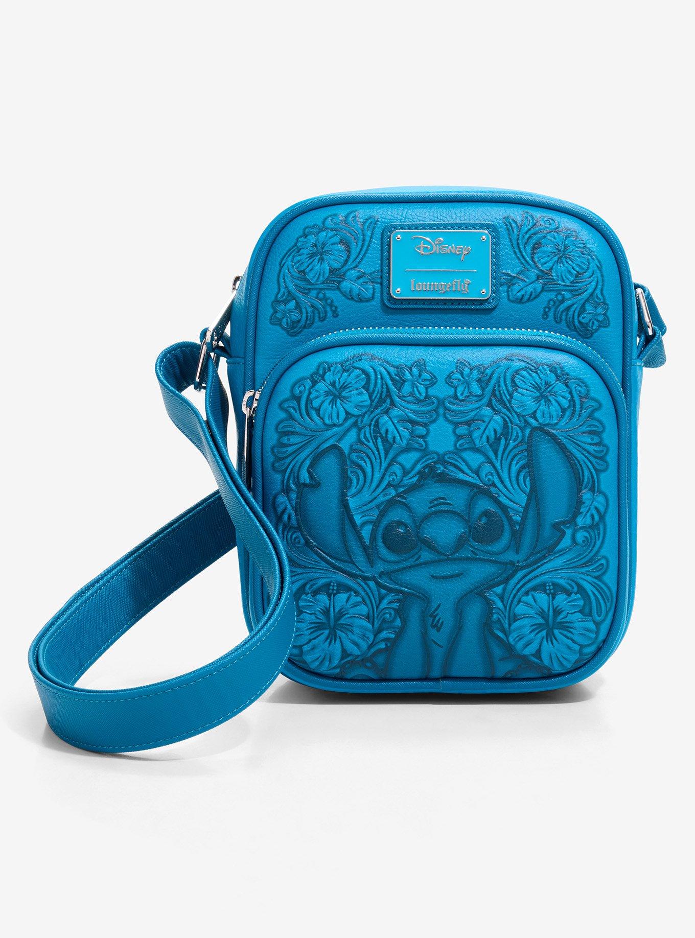 Loungefly Disney Lilo & Stitch Blue Floral Embossed Crossbody Bag - BoxLunch Exclusive, , hi-res