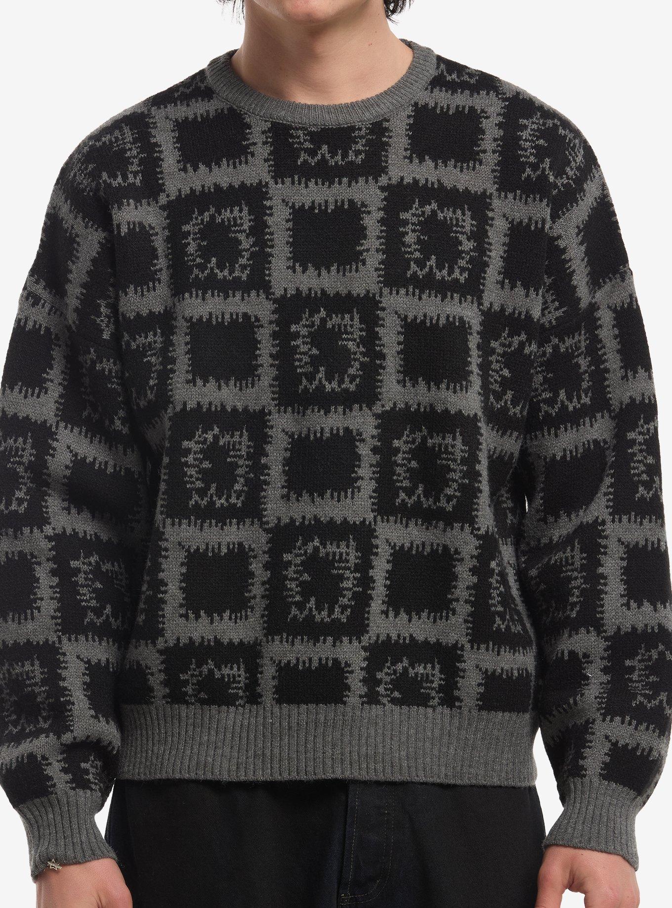 Black & Grey Patchwork Sweater, , hi-res