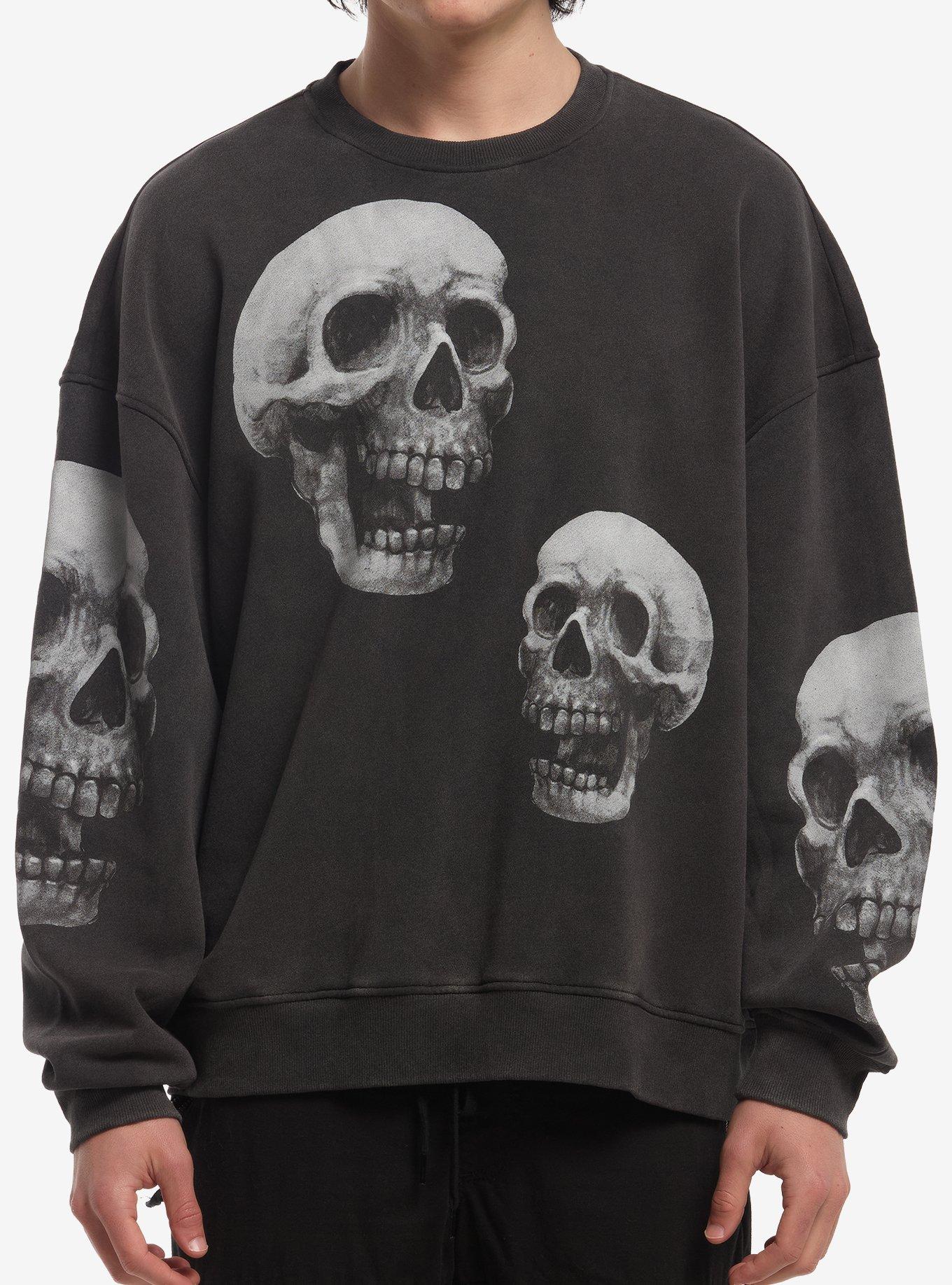Grey Skull Sweatshirt | Hot Topic