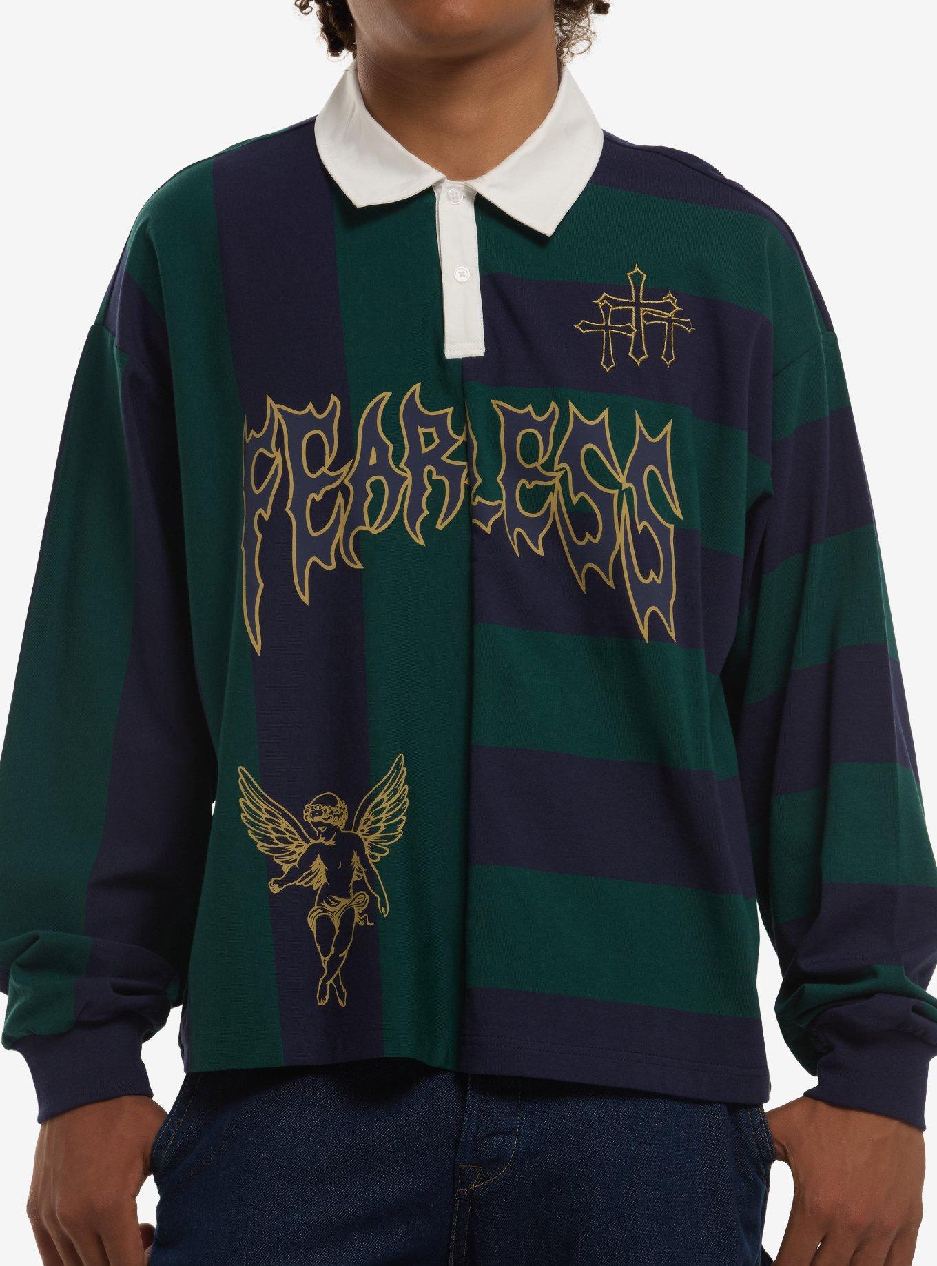 Fearless Split Stripe Long-Sleeve Polo Shirt, , hi-res