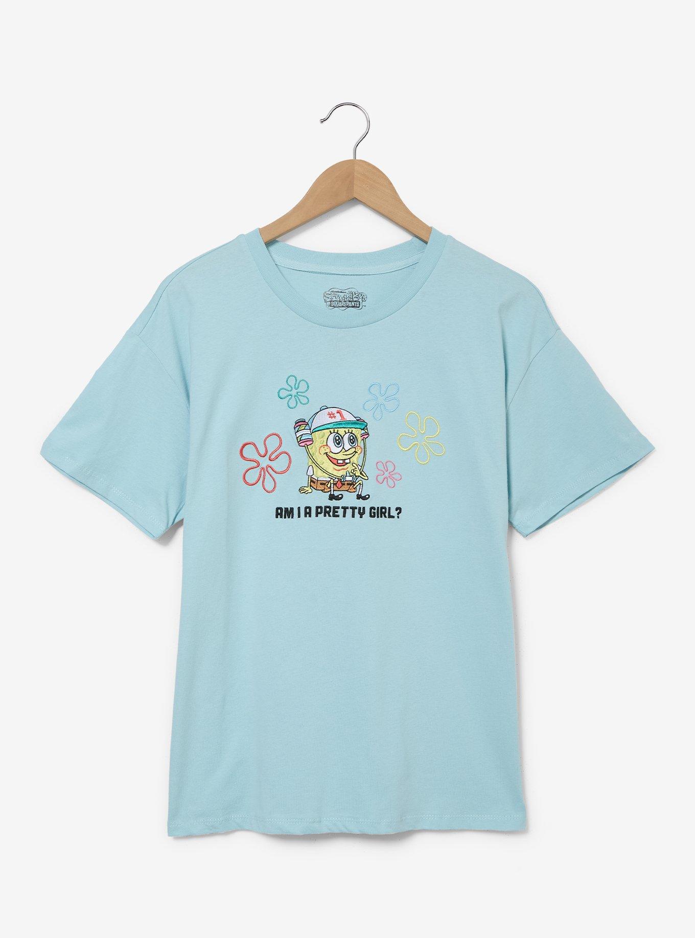 SpongeBob SquarePants Am I A Pretty Girl Embroidered Women's T-Shirt - BoxLunch Exclusive, , hi-res