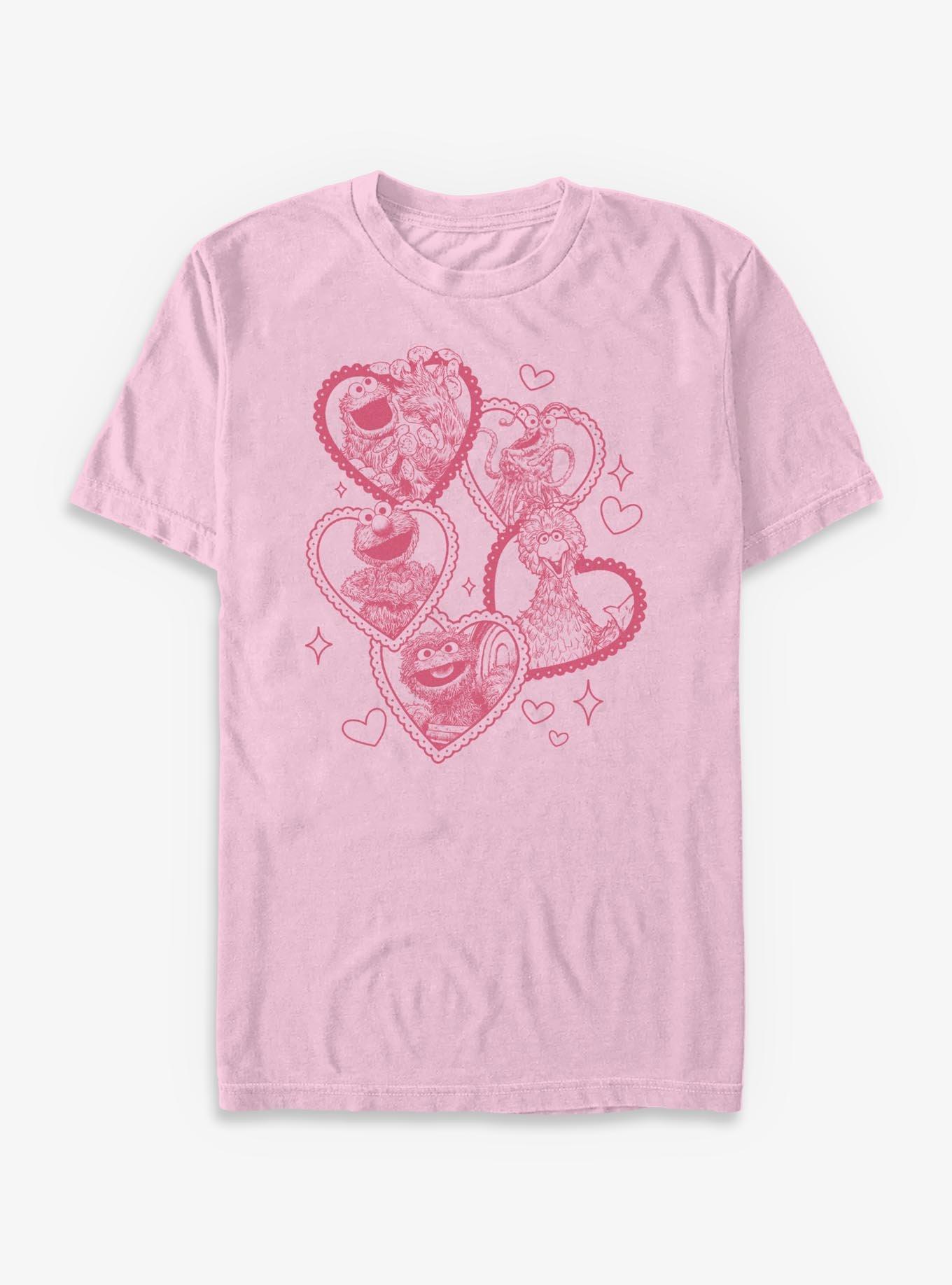 COMFORTCOLORS Sesame Street Character Hearts Garment-Dyed T-Shirt