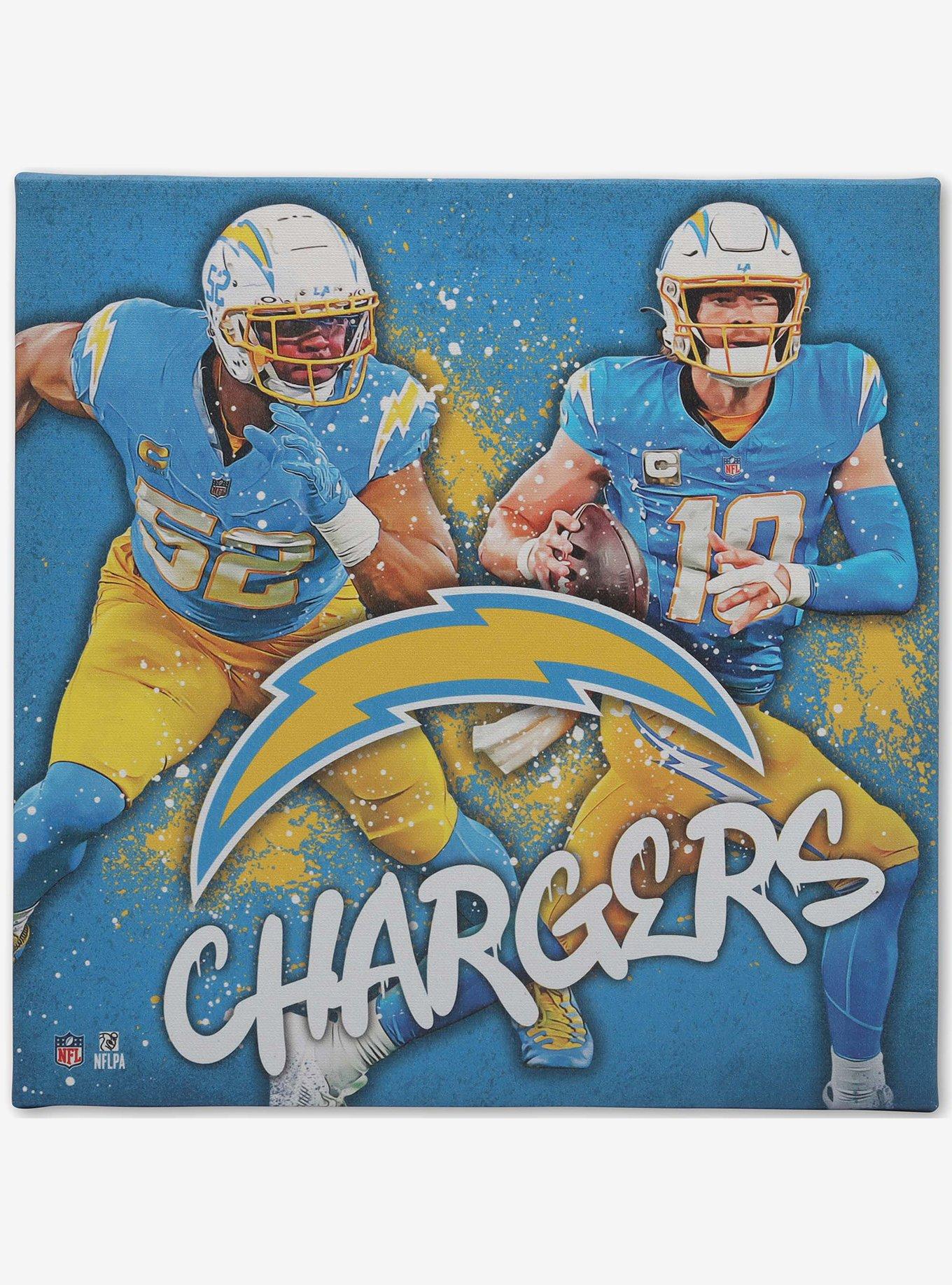 NFL Los Angeles Chargers Khalil Mack & Justin Herbert Painterly Splash Canvas Wall Decor, , hi-res
