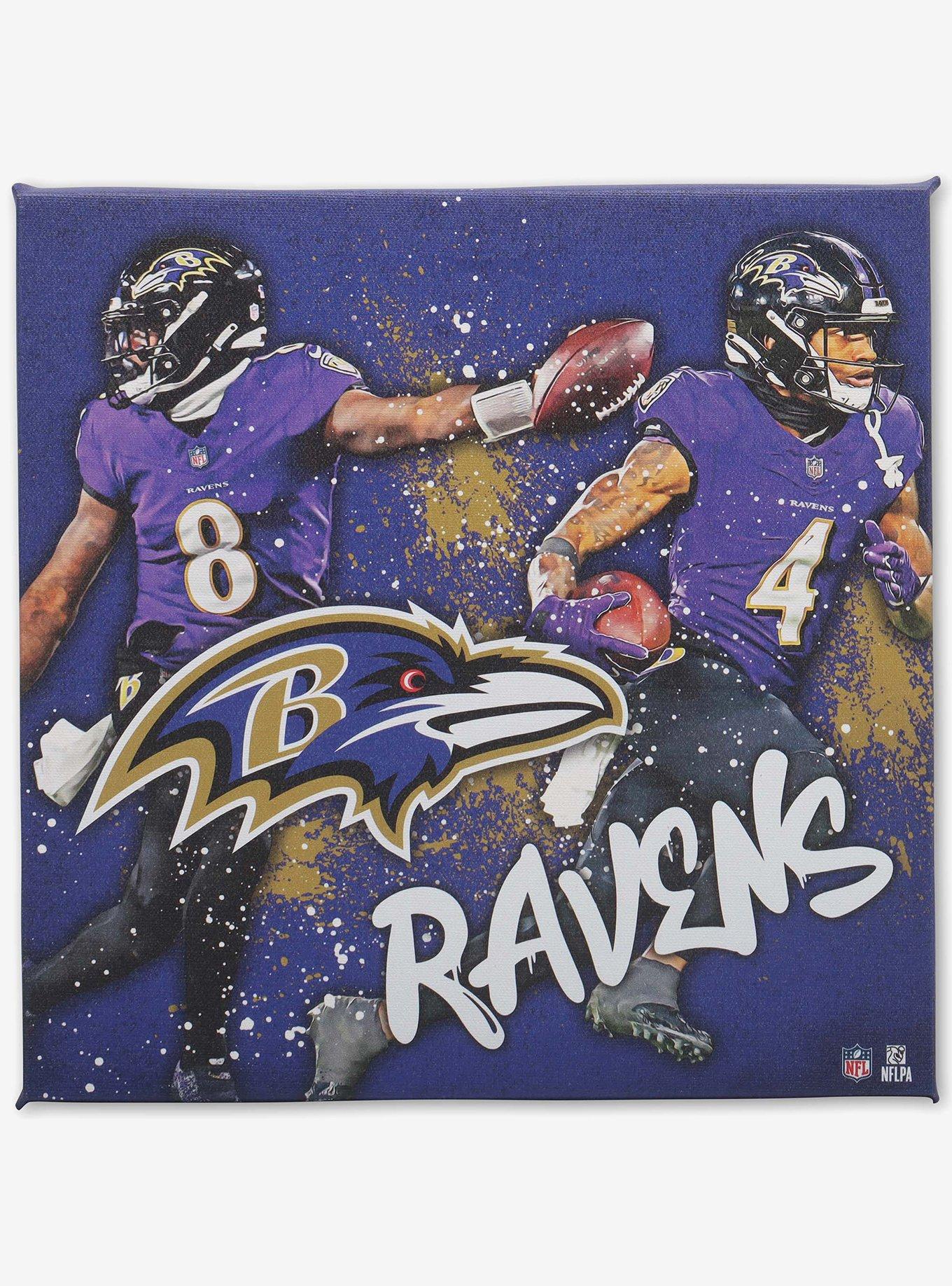 NFL Baltimore Ravens Lamar Jackson & Zay Flowers Painterly Splash Canvas Wall Decor, , hi-res