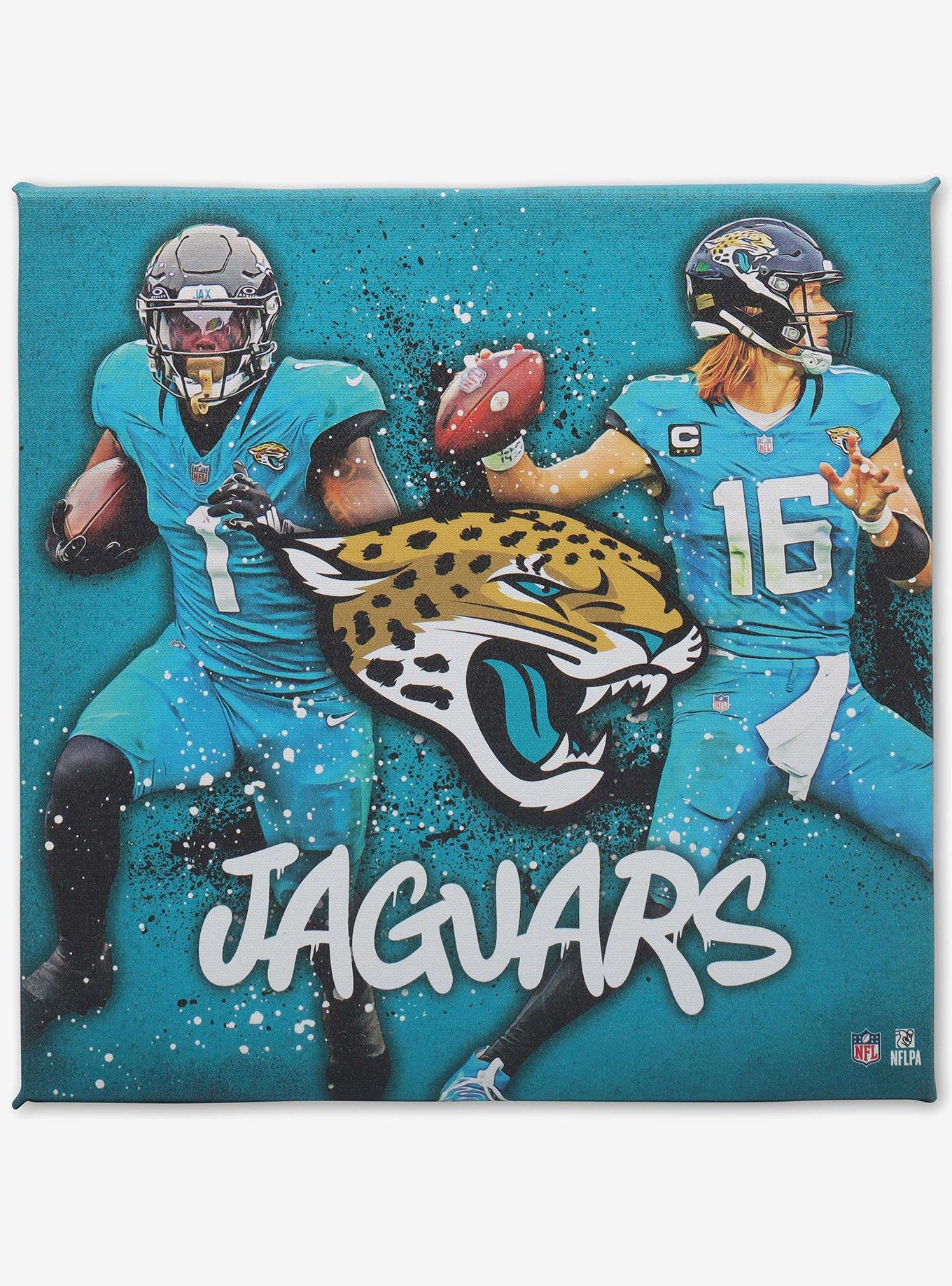 NFL Jacksonville Jaguars Travis Etienne Jr. & Trevor Lawrence Painterly Splash Canvas Wall Decor, , hi-res