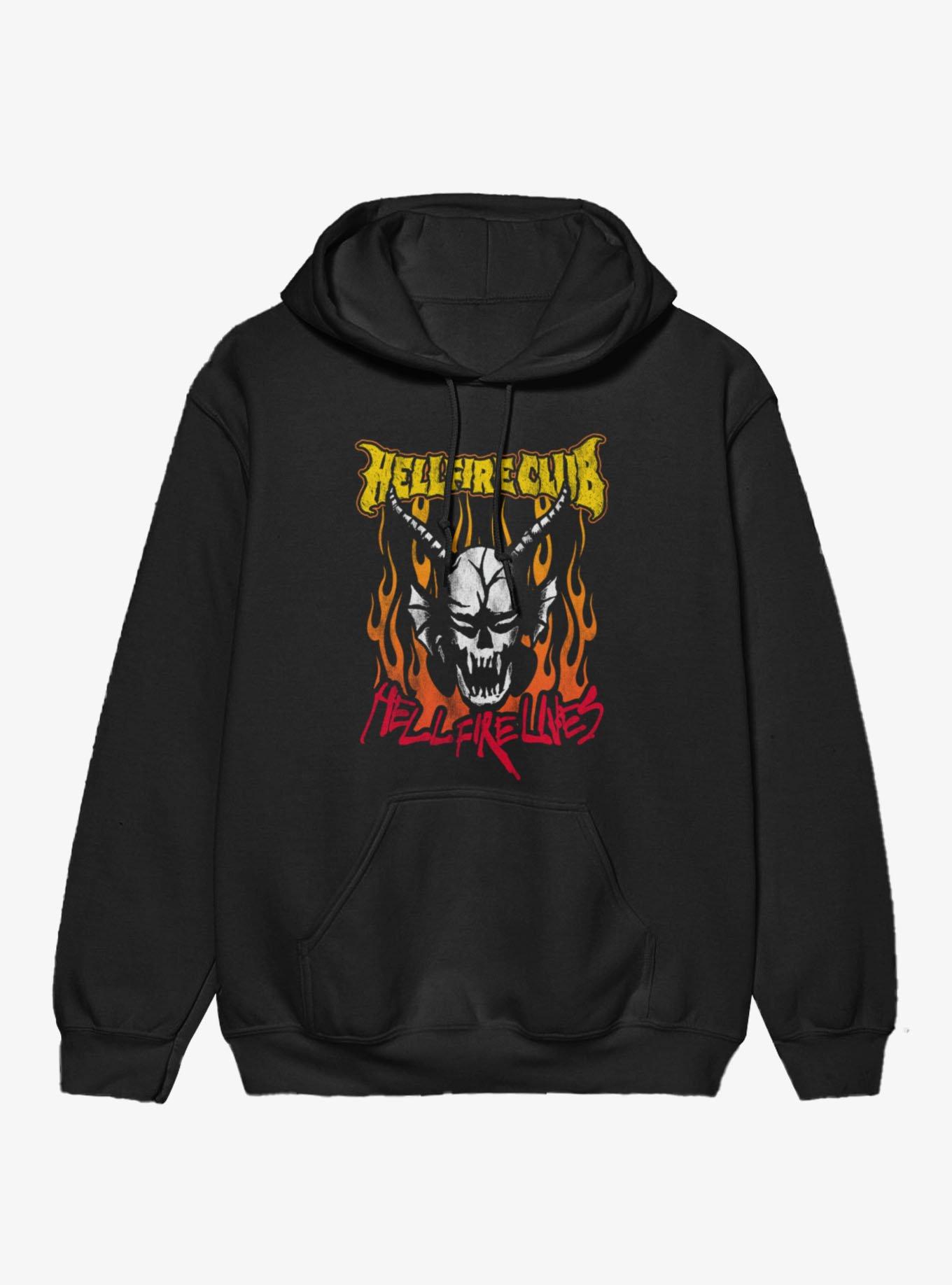 Stranger Things Hellfire Club Lives Flames Hoodie, , hi-res