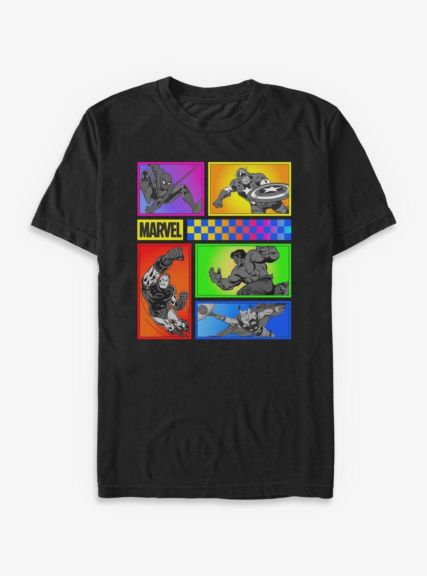 Marvel Energized Hero Panels T-Shirt, BLACK, hi-res view 1