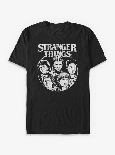Maglietta Stranger Things Hawkins Heroes Group – Nera, Taglia 7-8 Anni, Cotone Pre-ritirato, Ufficiale UK