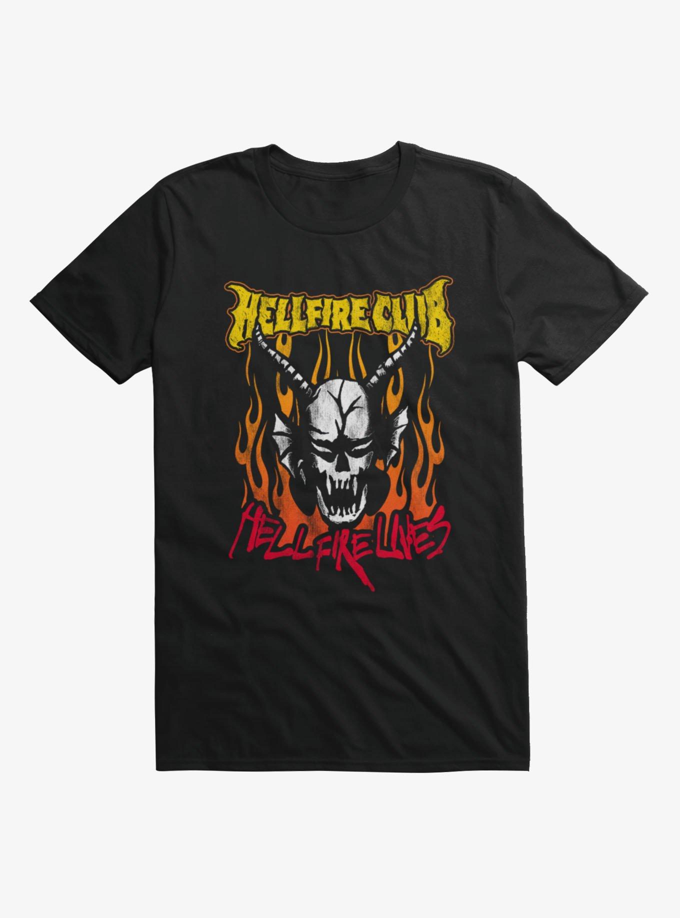 Stranger Things Hellfire Club Lives Flames T-Shirt, BLACK, hi-res