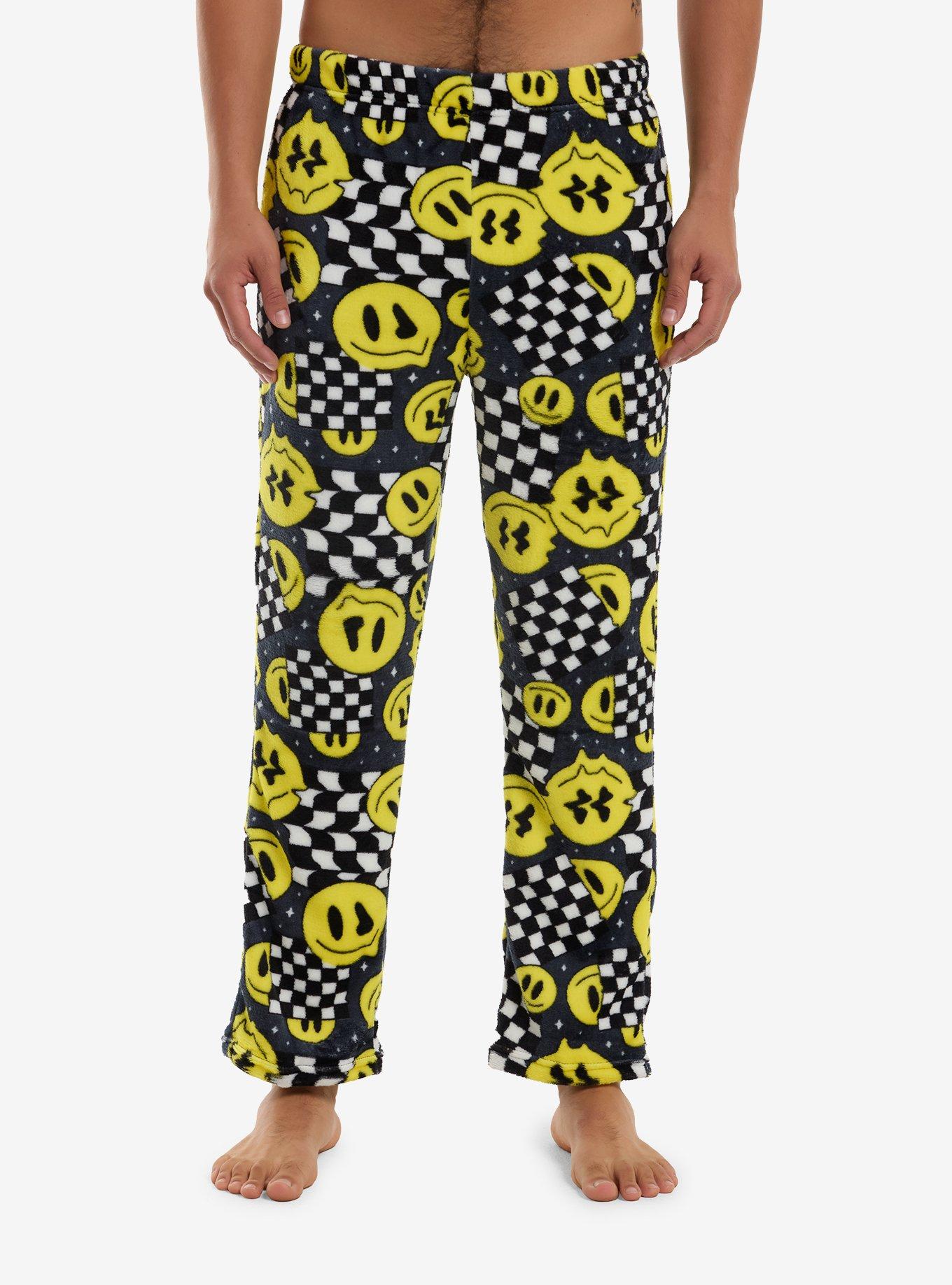 Warped Smile Face Plush Pajama Pants, , hi-res
